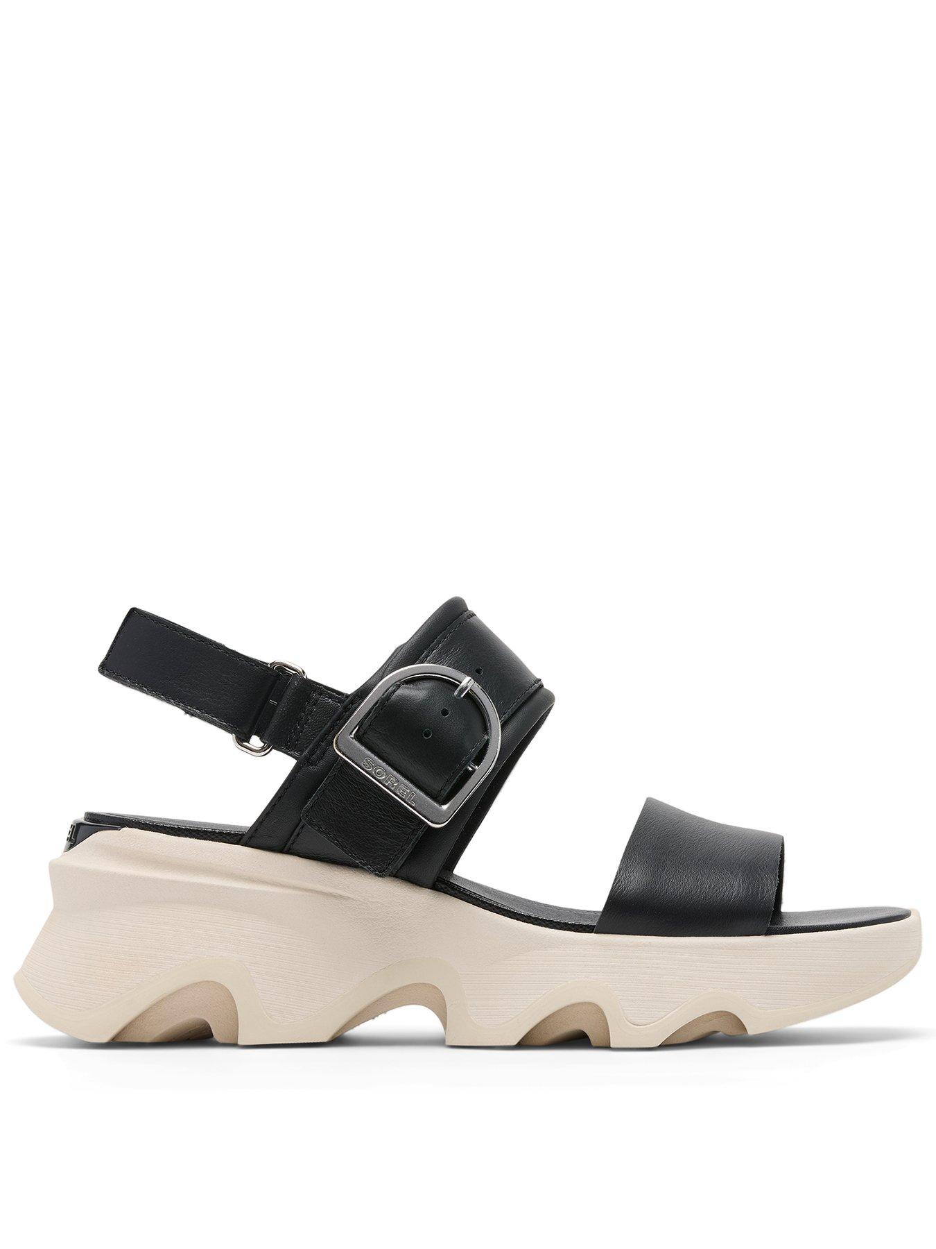 SOREL Womens Kinetic Impact Wedge Sandals - Black