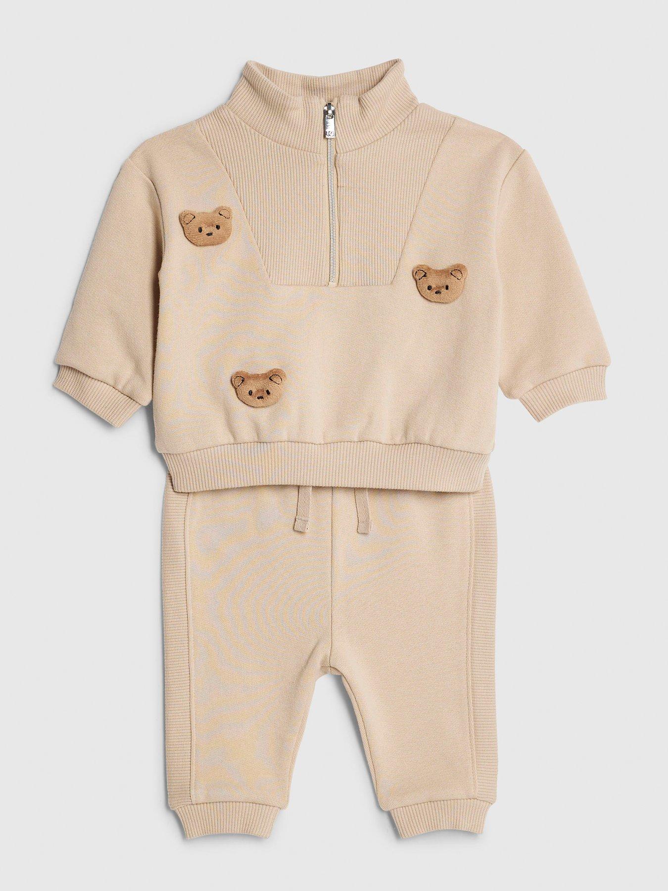  image of river-island-baby-boys-3d-bear-jumper-set-brown