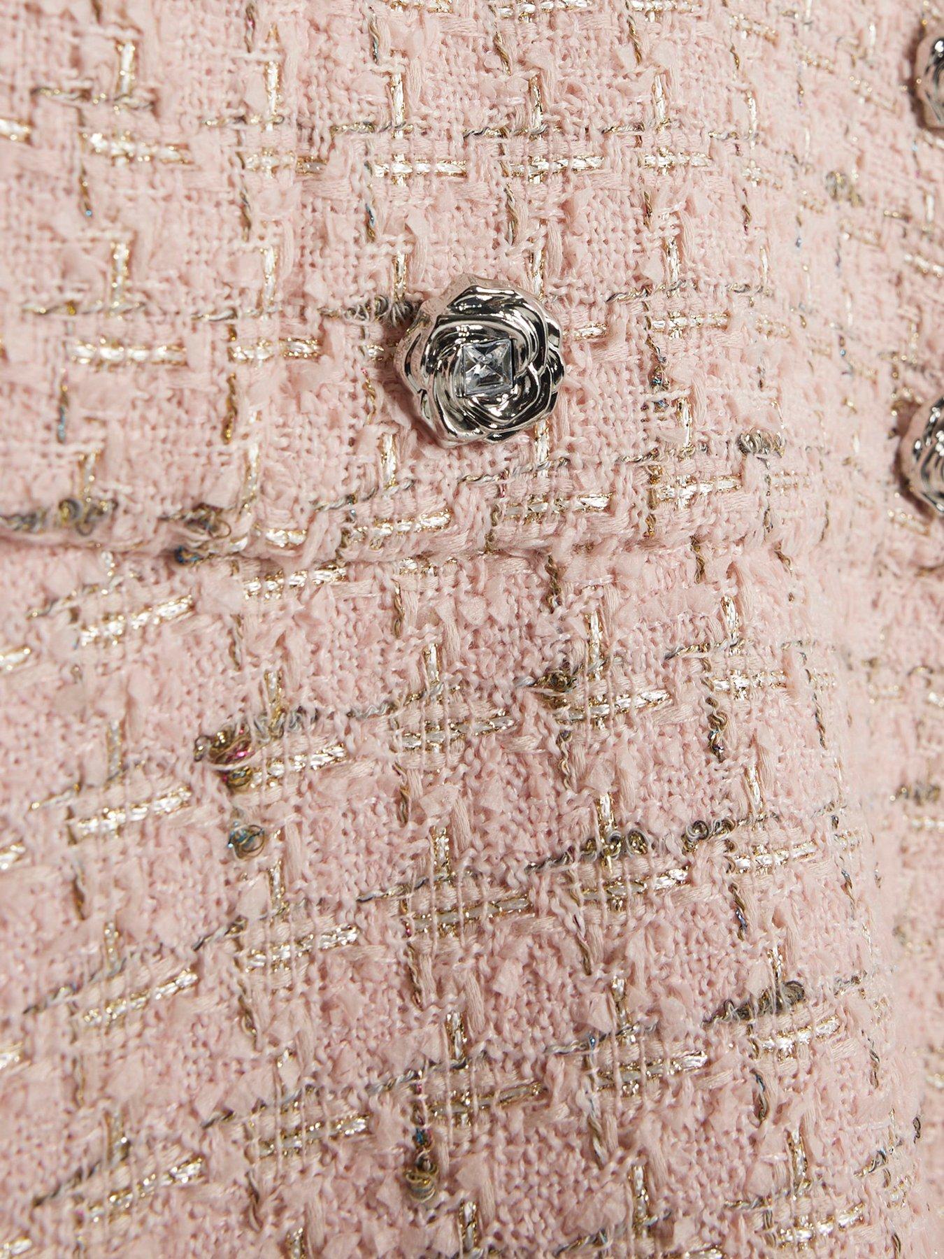  image of river-island-older-girls-boucle-pinafore-shirt-dress-pink