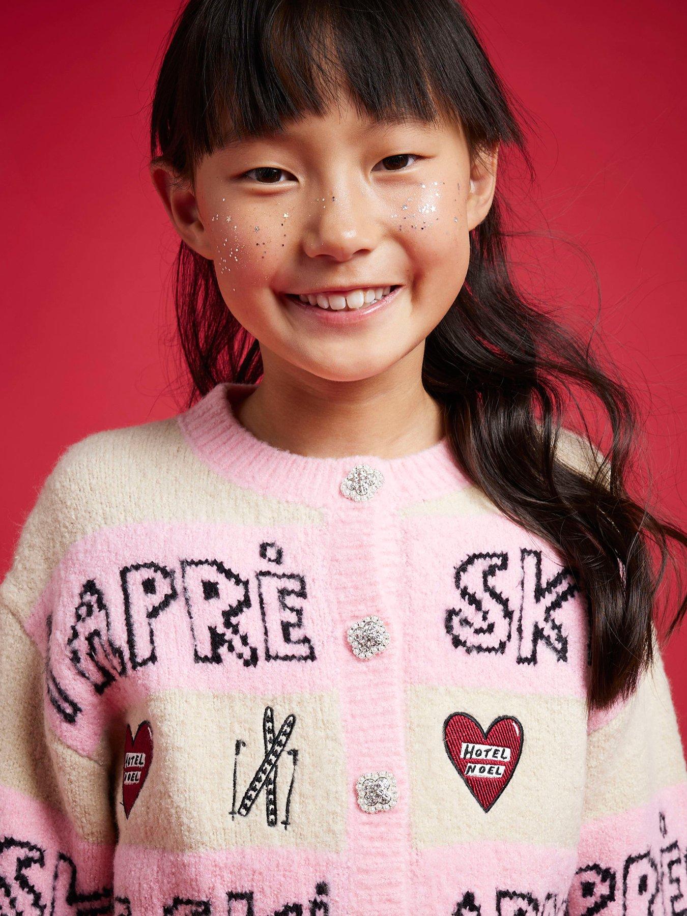 River Island Older Girls Nephthys Apres Ski Cardigan - Pink