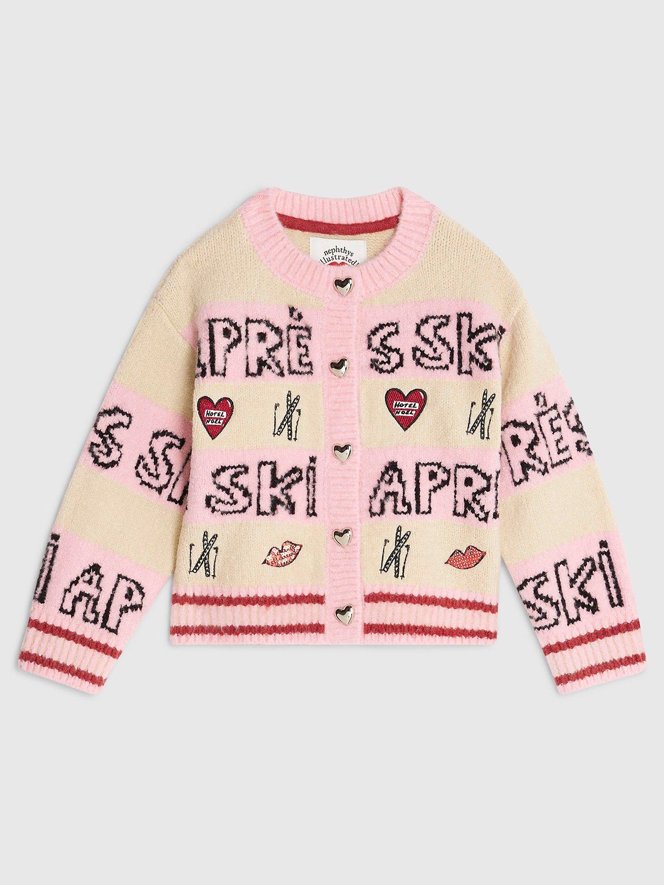 stillFront image of river-island-older-girls-nephthys-apres-ski-cardigan-pink