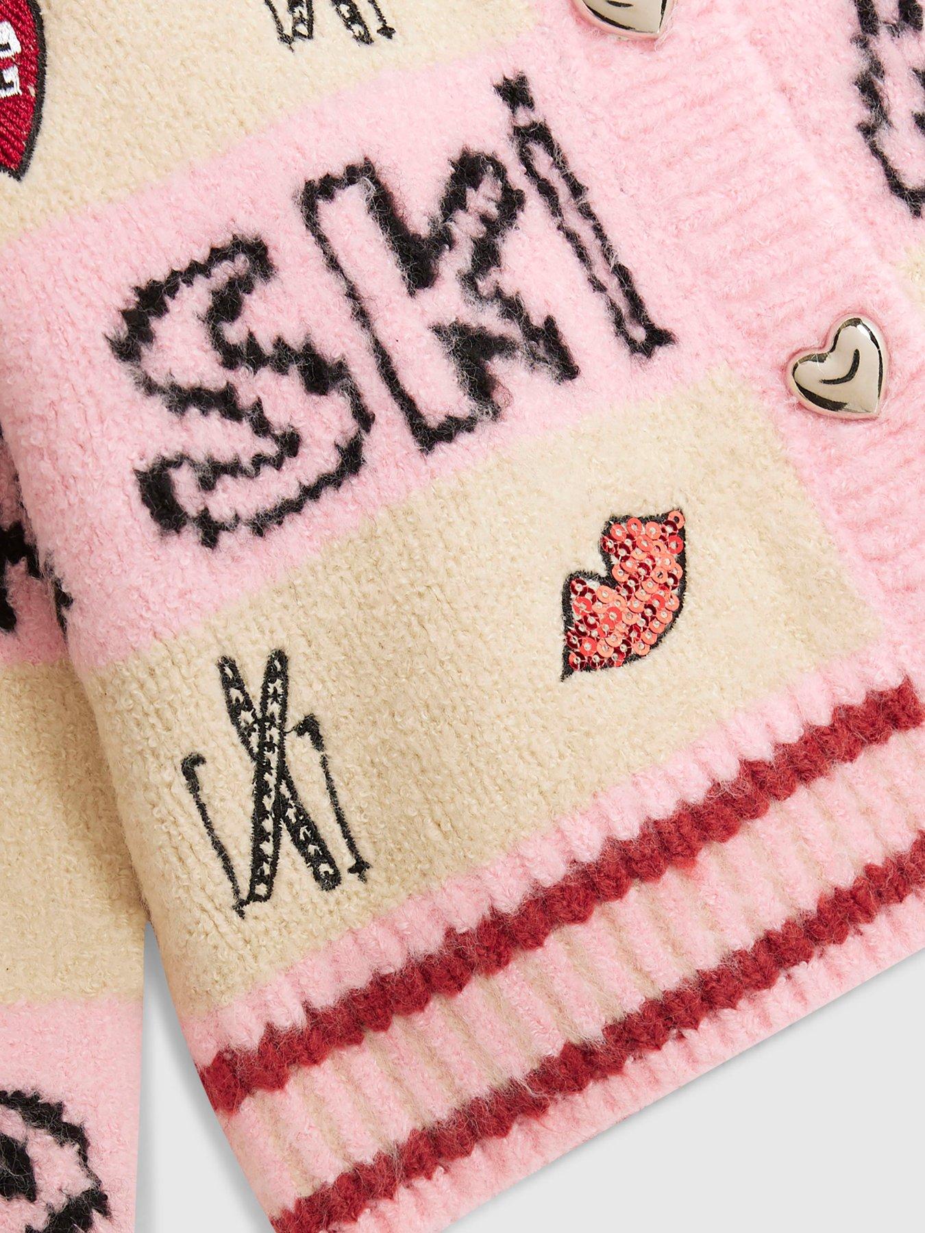  image of river-island-older-girls-nephthys-apres-ski-cardigan-pink