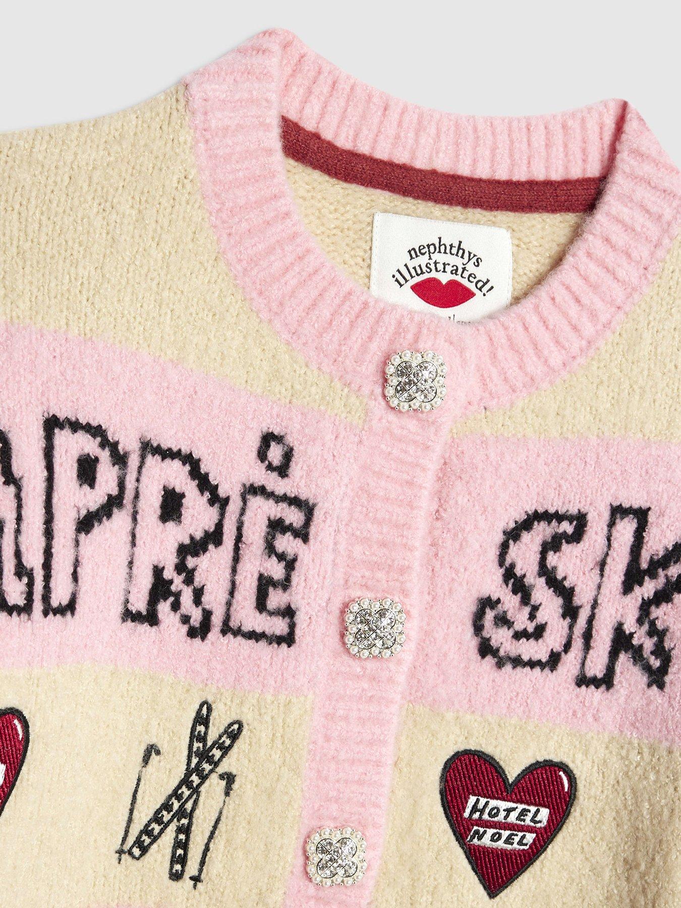  image of river-island-older-girls-nephthys-apres-ski-cardigan-pink