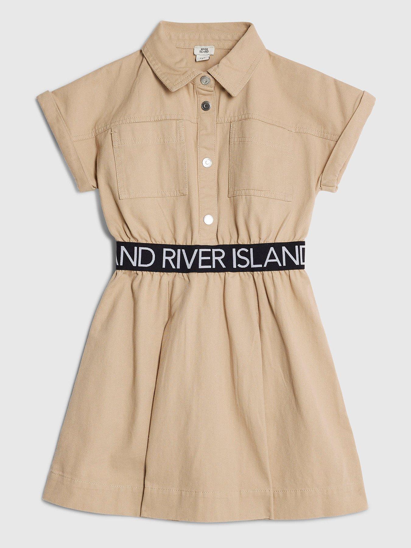 River Island Older Girls Twill Waistband Dress - Beige
