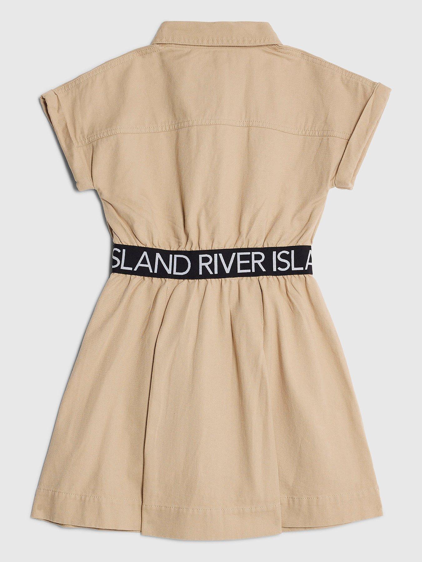  image of river-island-older-girls-twill-waistband-dress-beige