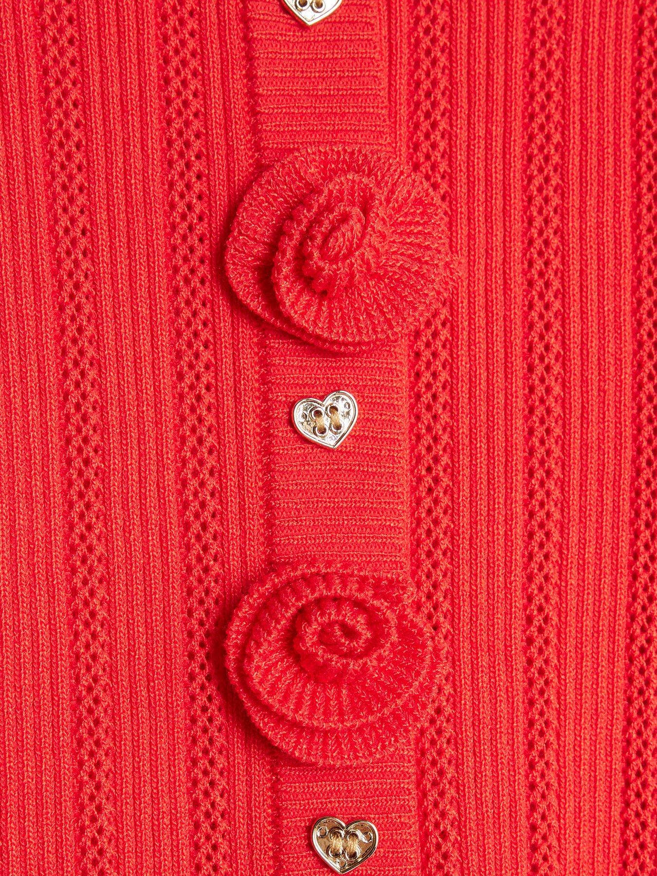  image of river-island-mini-girls-rose-cardigan-set-red