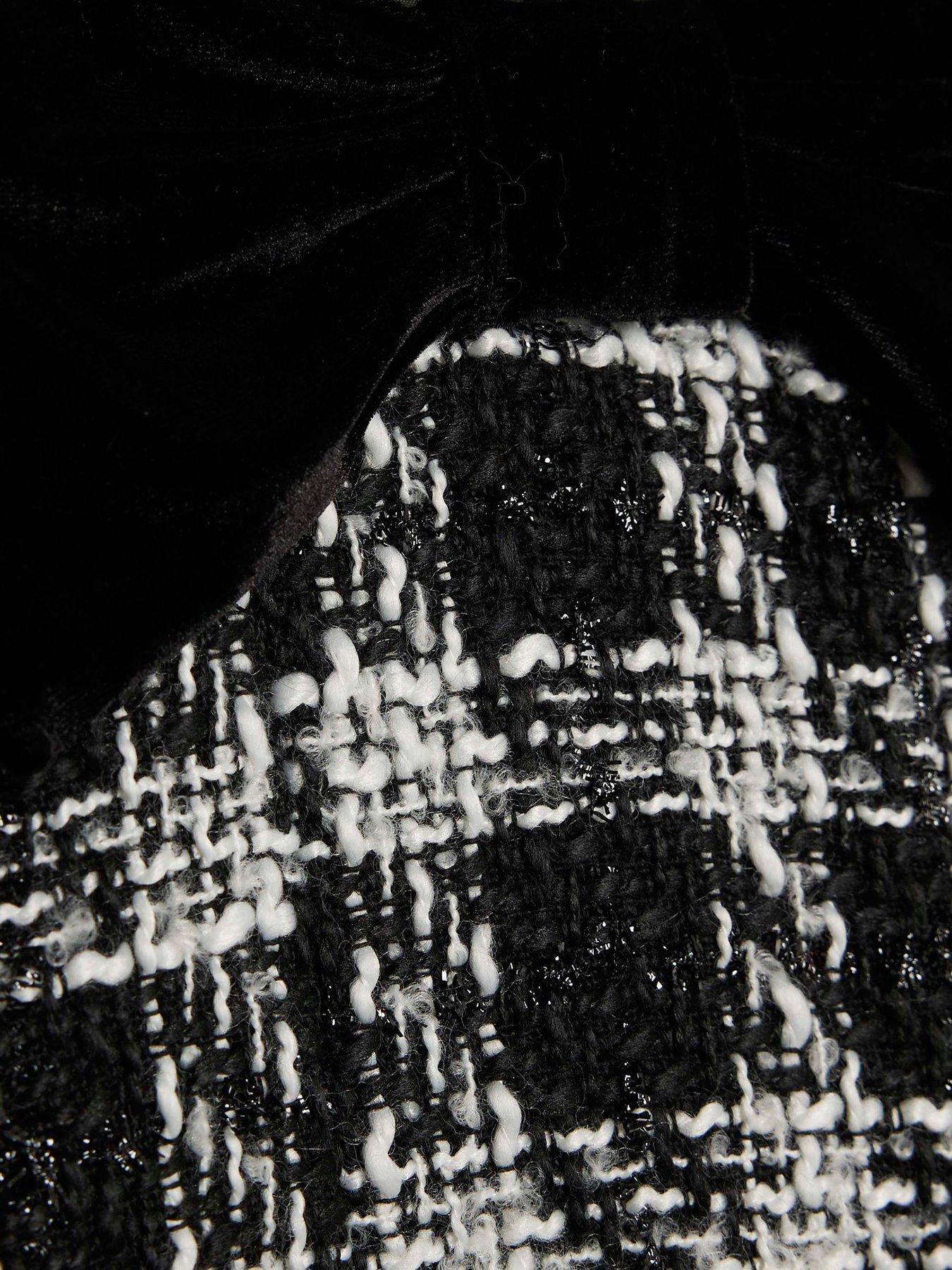  image of river-island-mini-girls-velvet-bow-boucle-dress-black