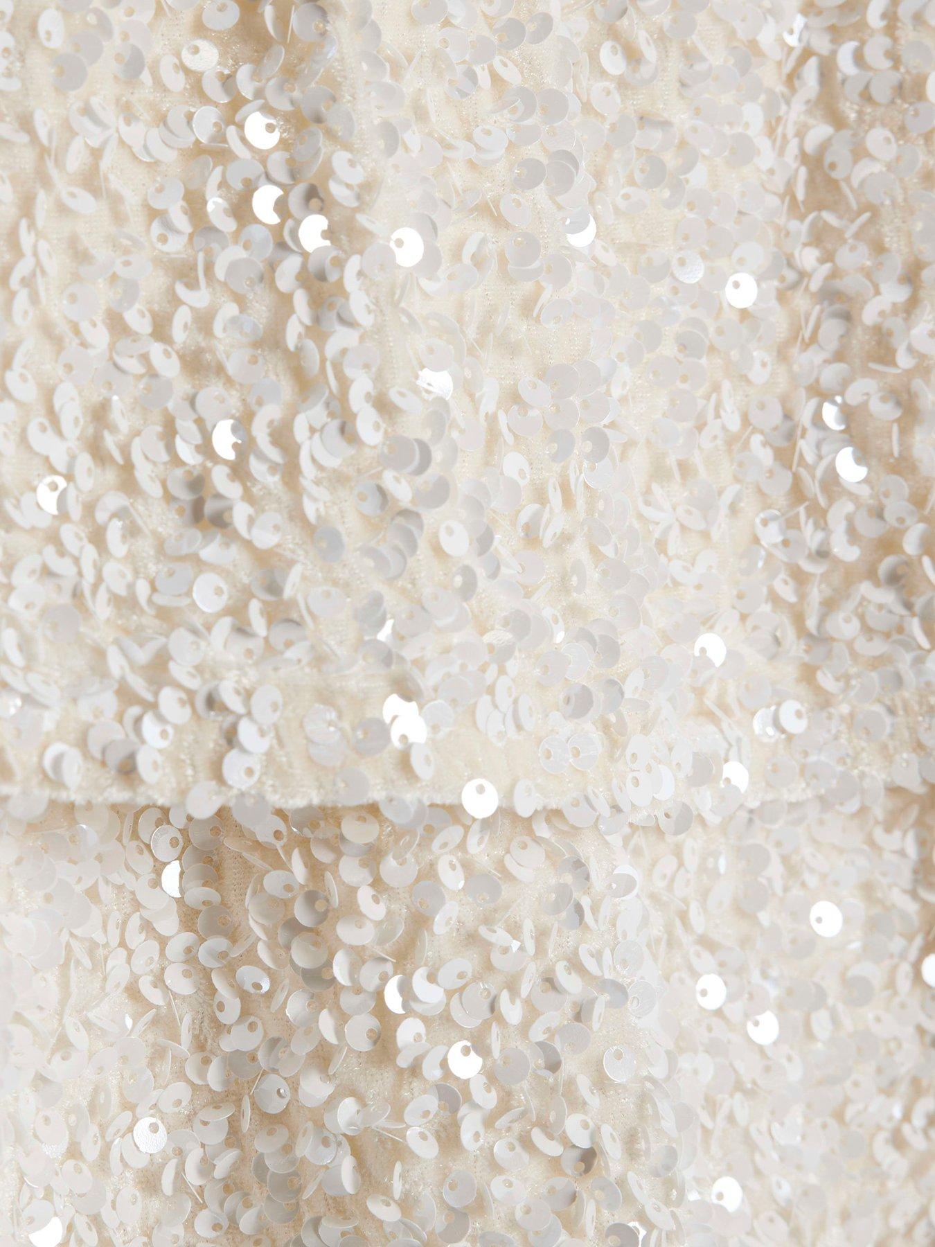  image of river-island-mini-girls-sequin-frill-skirt-white