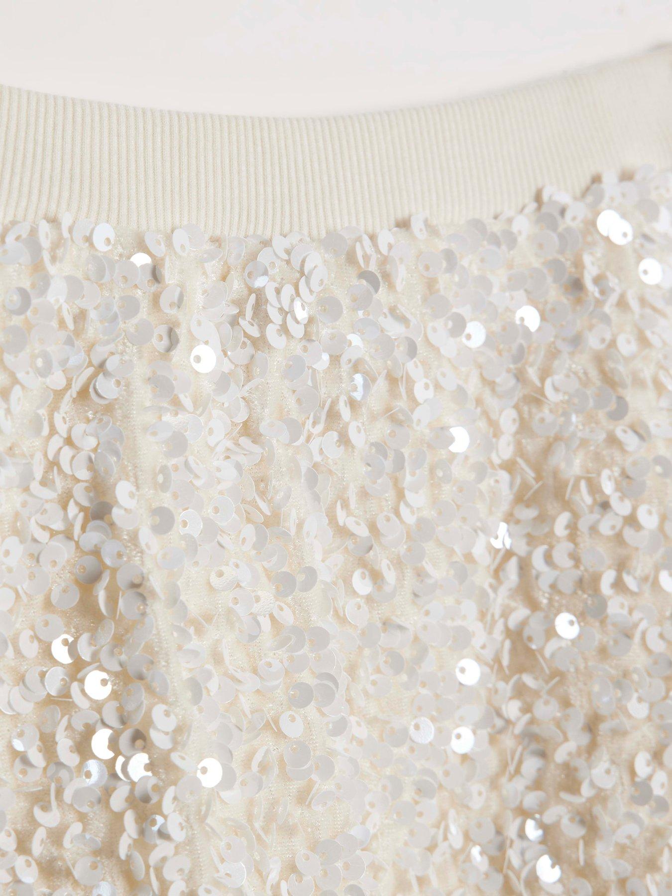  image of river-island-mini-girls-sequin-frill-skirt-white