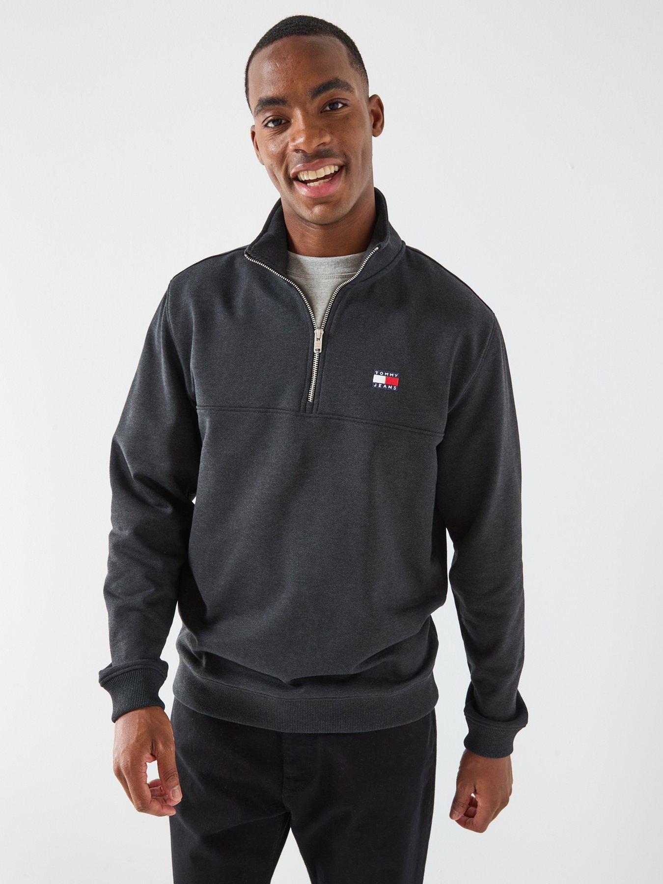 Tommy Jeans Regular Fit Badge 1/4 Zip Sweatshirt - Black