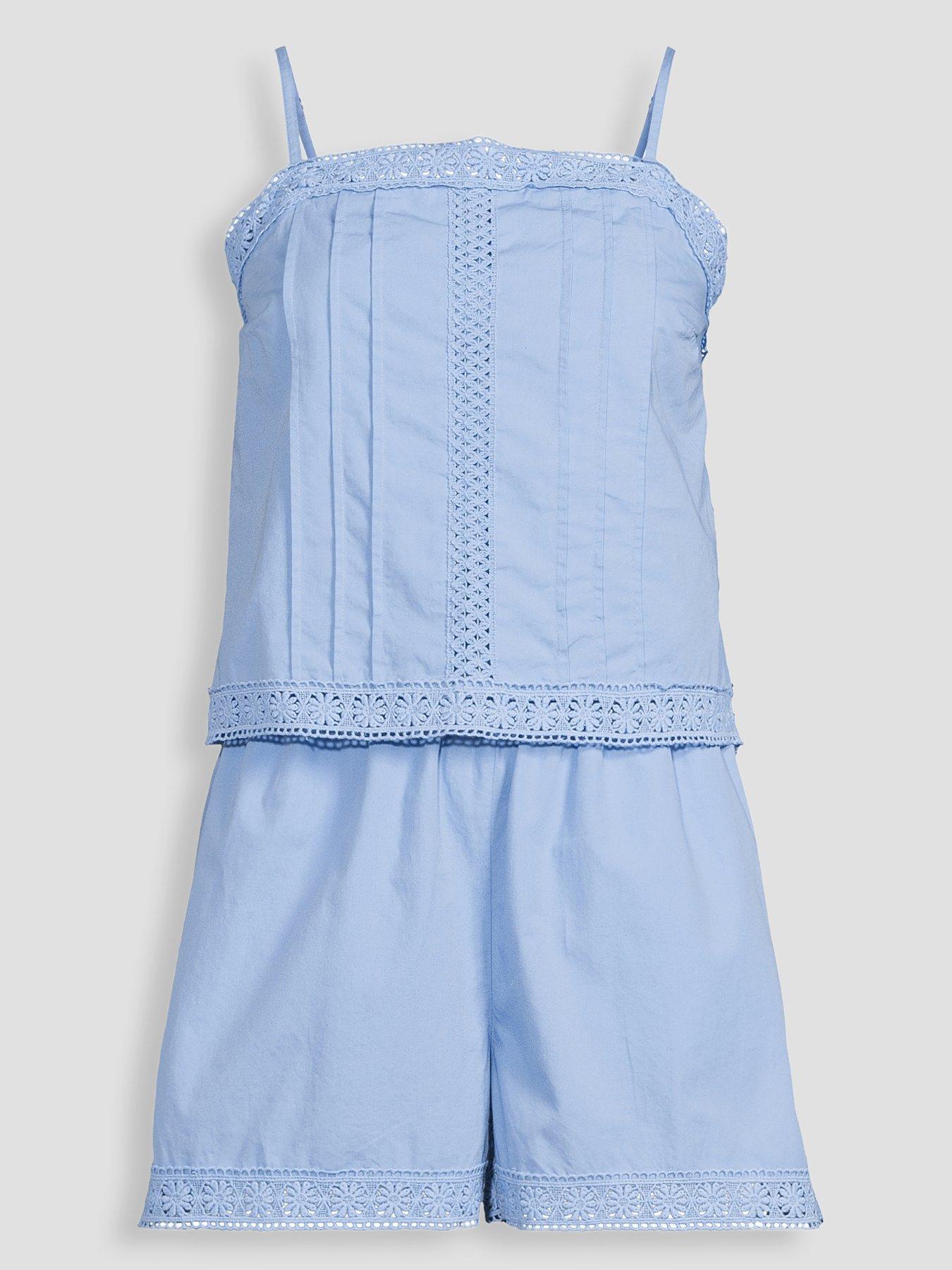 Image 7 of 7 of The Very Collection Crochet Playsuit - Blue