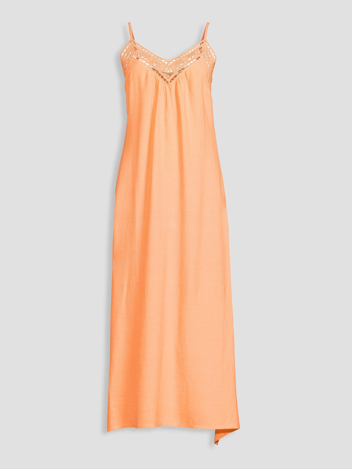Image 7 of 7 of The Very Collection Crochet Hem Maxi Dress - Orange