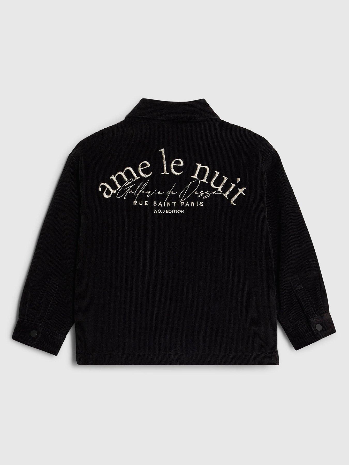 back image of river-island-mini-boys-corduroy-lined-back-print-shacket-black