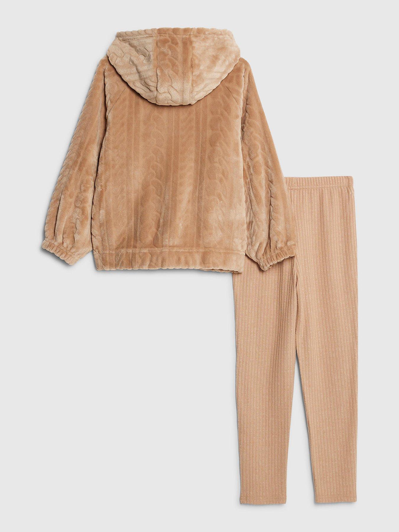  image of river-island-older-girls-cosy-cable-legging-set-beige