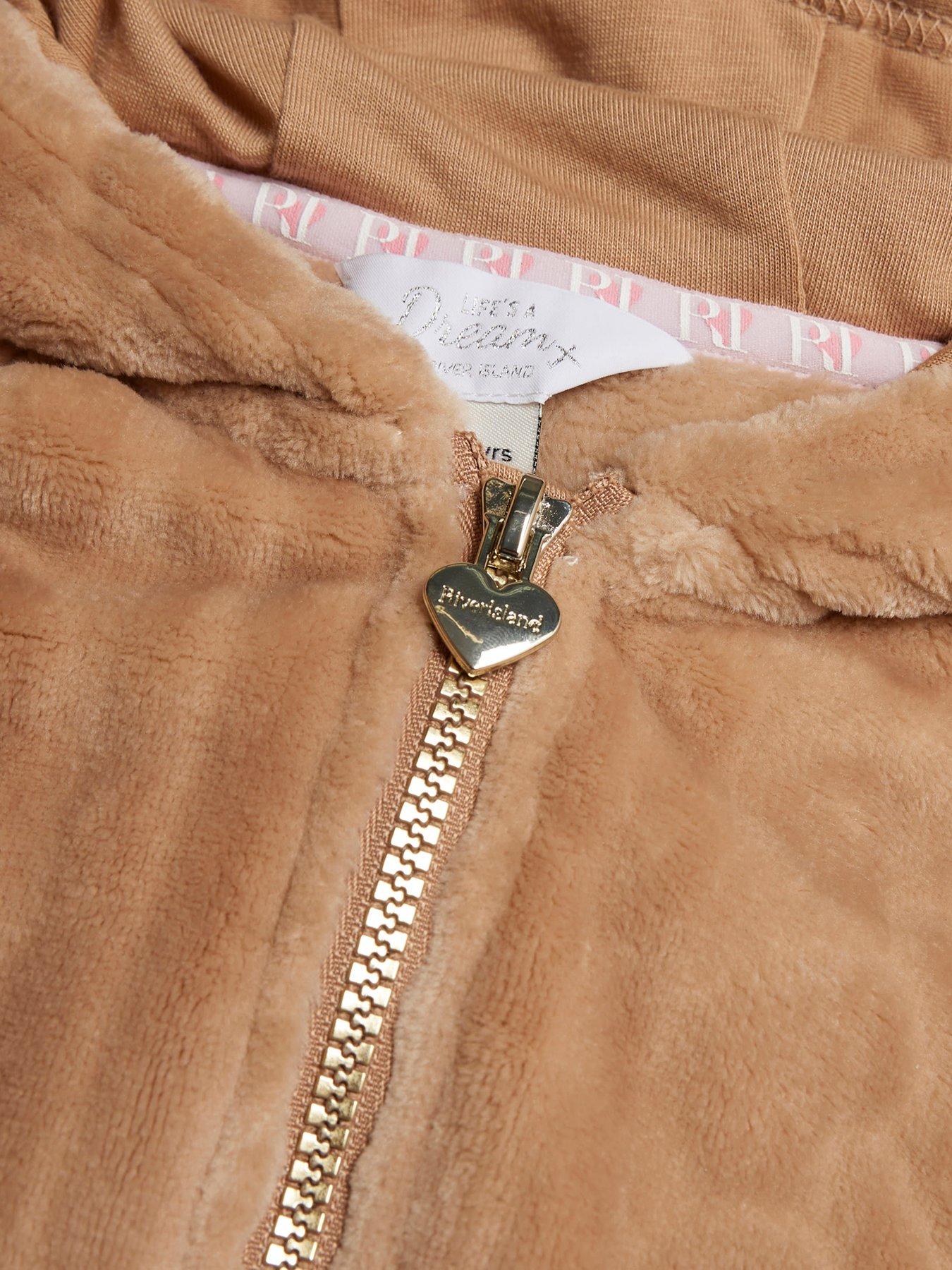  image of river-island-older-girls-cosy-cable-legging-set-beige