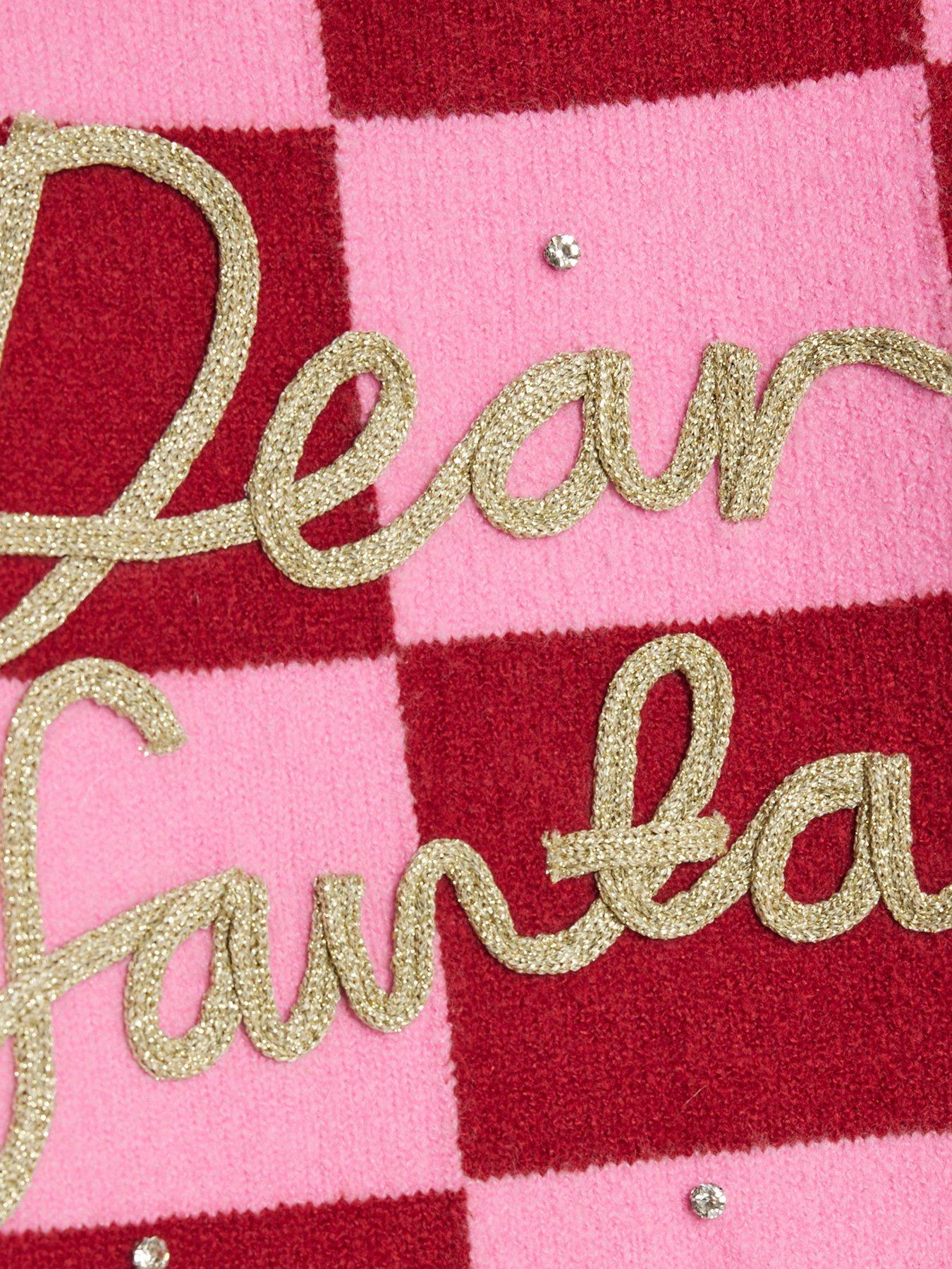 Image 5 of 5 of River Island Older Girls Nephthys Bow Santa Christmas Jumper - Pink