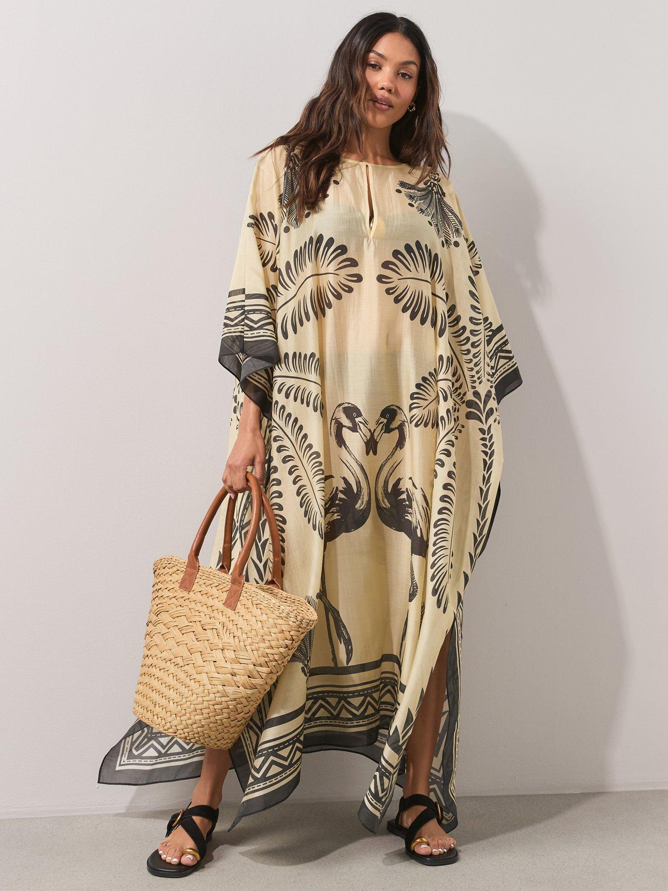 The Very Collection Palm Print Maxi Kaftan - Multi