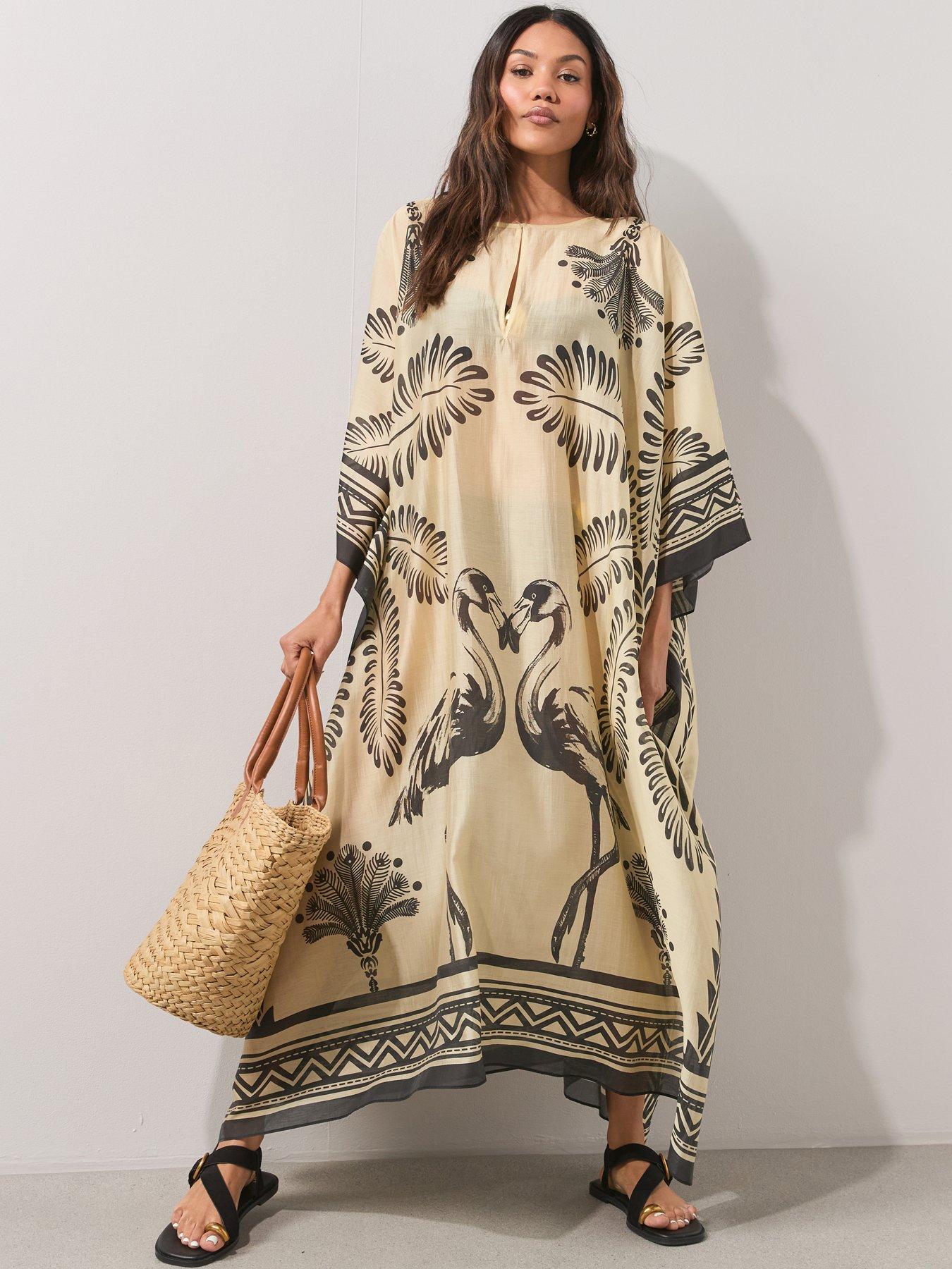 Image 3 of 6 of The Very Collection Palm Print Maxi Kaftan - Multi