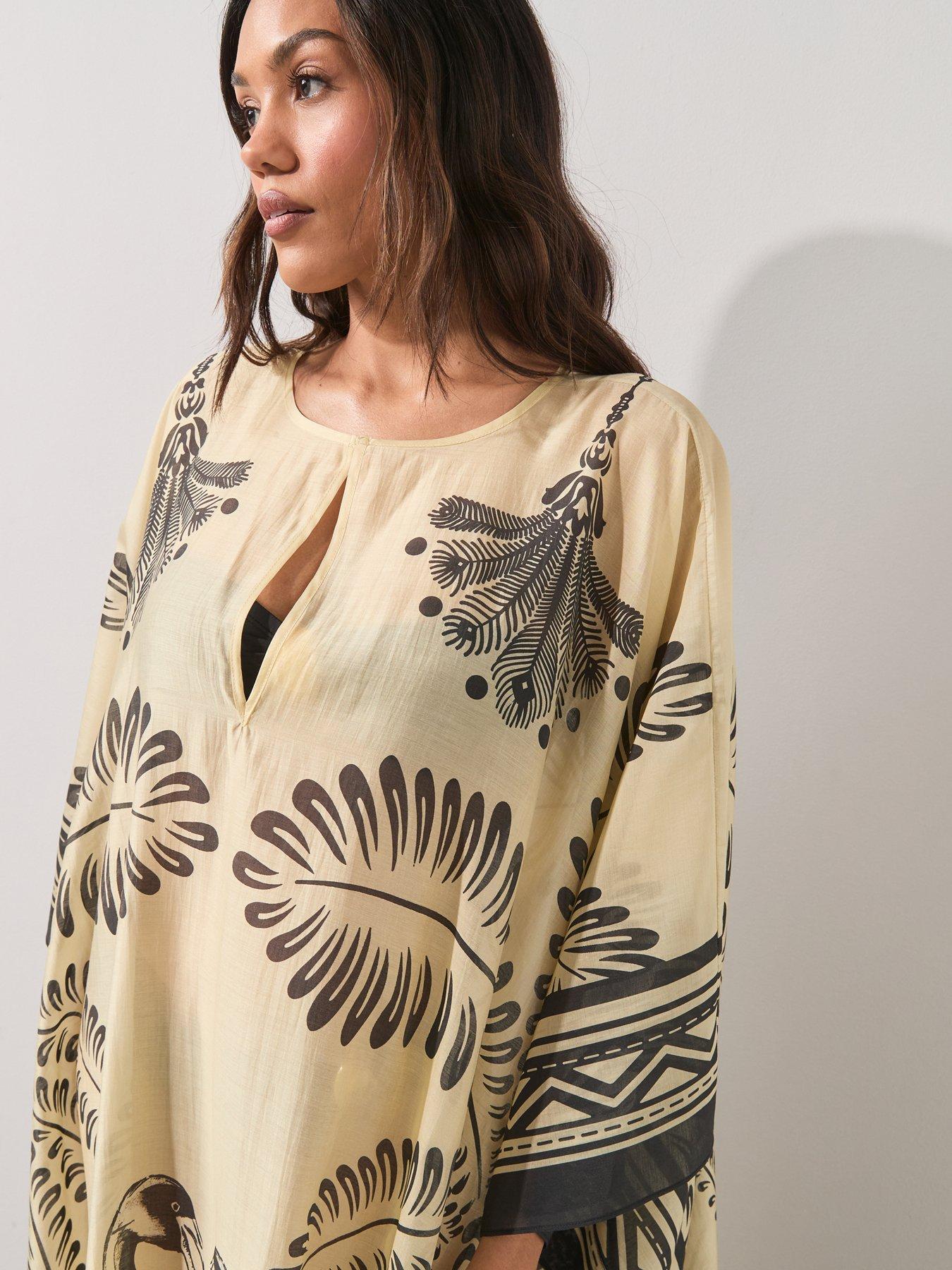 Image 4 of 6 of The Very Collection Palm Print Maxi Kaftan - Multi