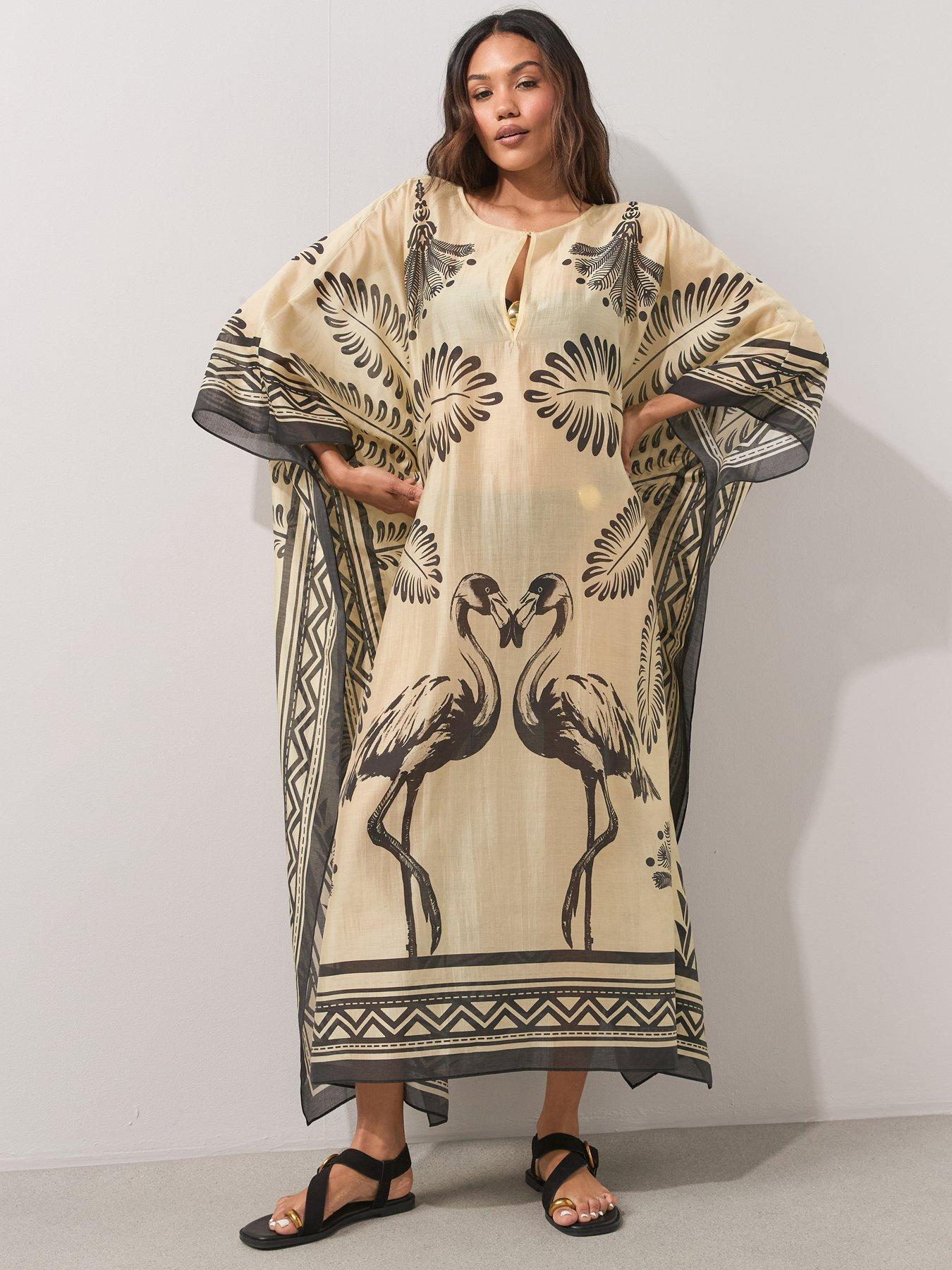 Image 5 of 6 of The Very Collection Palm Print Maxi Kaftan - Multi