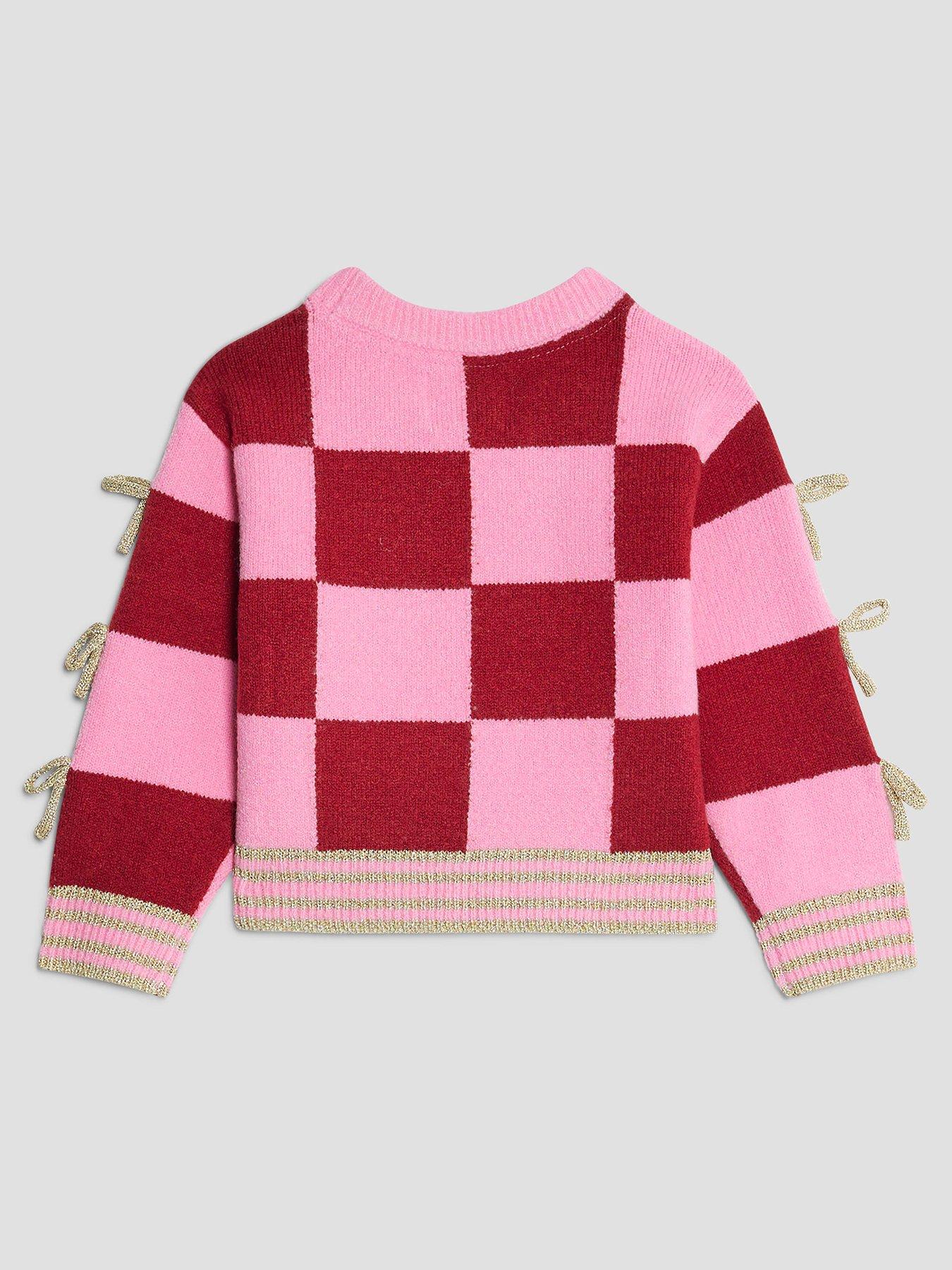  image of river-island-mini-girls-nephthys-bow-santa-christmas-jumper-pink