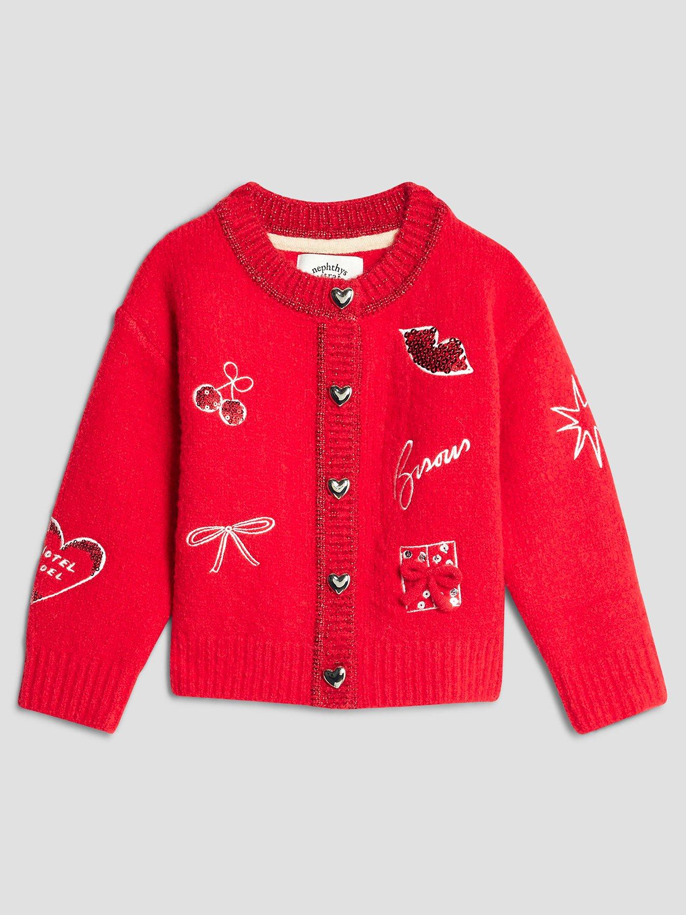 River Island Mini Girls Nephthys Doodle Cardigan - Red