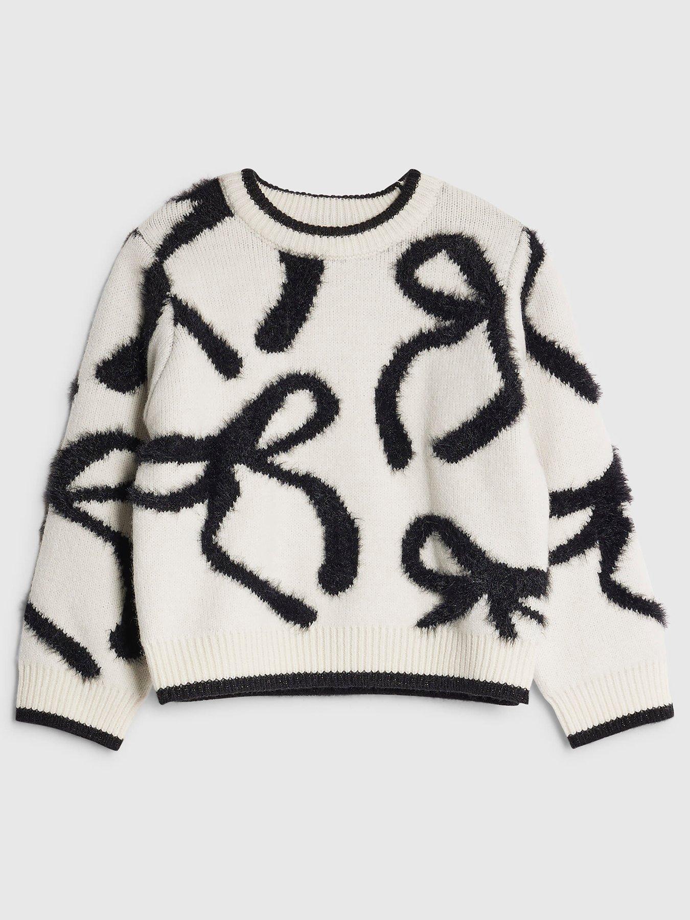 River Island Mini Girls Fluffy Bow Jumper - Cream