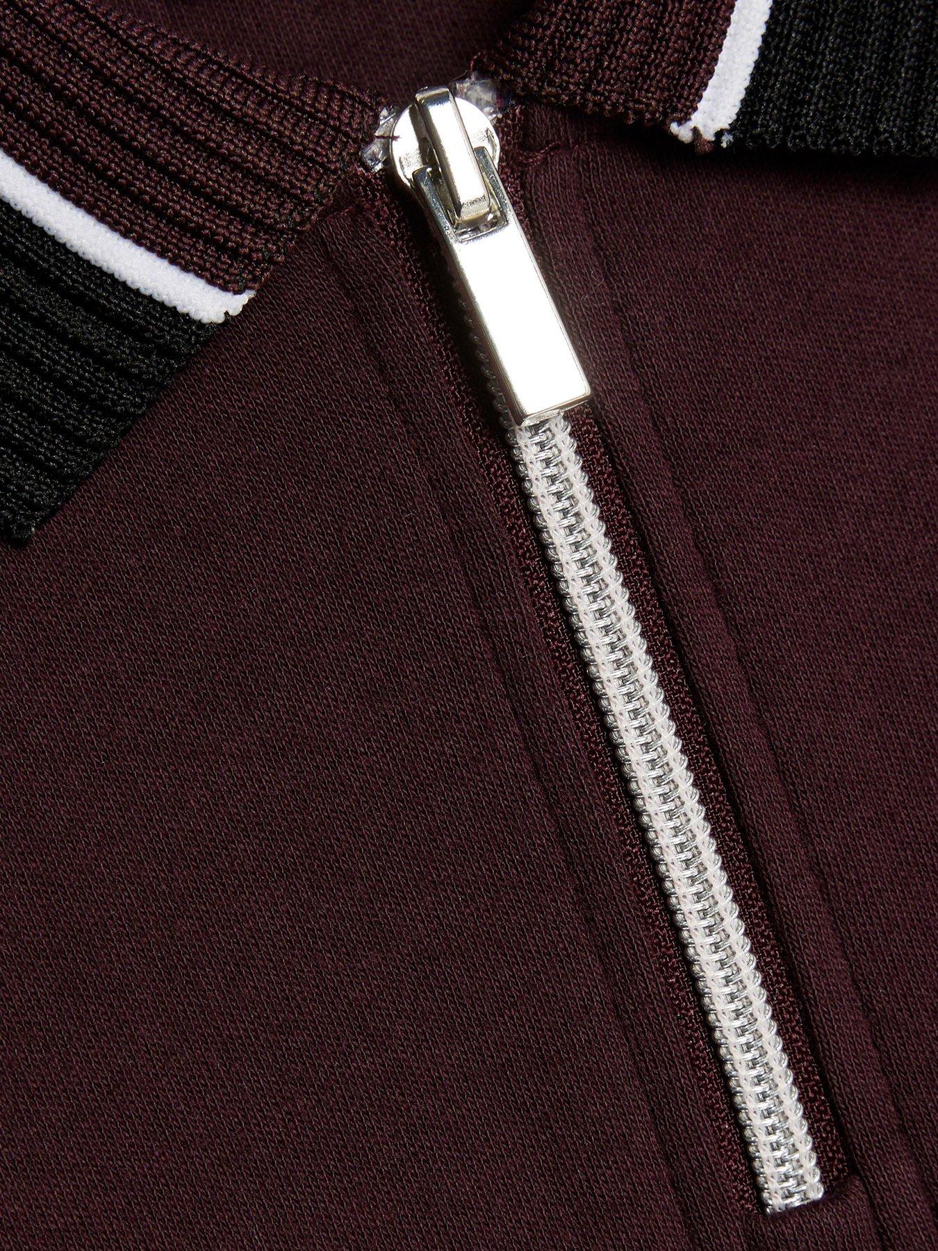  image of river-island-older-boys-ottoman-collar-polo-shirt-set-dark-red