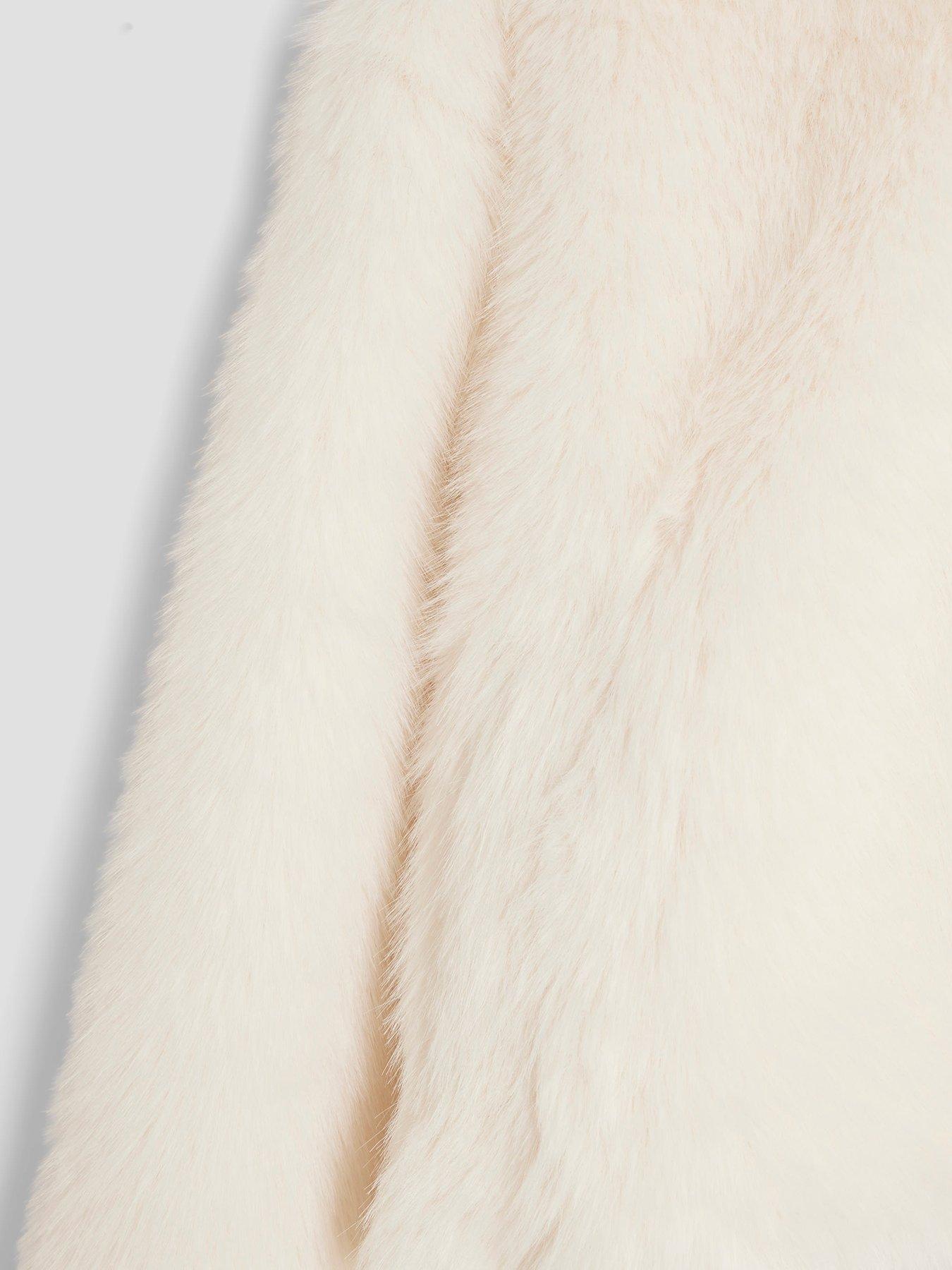  image of river-island-older-girls-hooded-faux-fur-bomber-jacket-cream