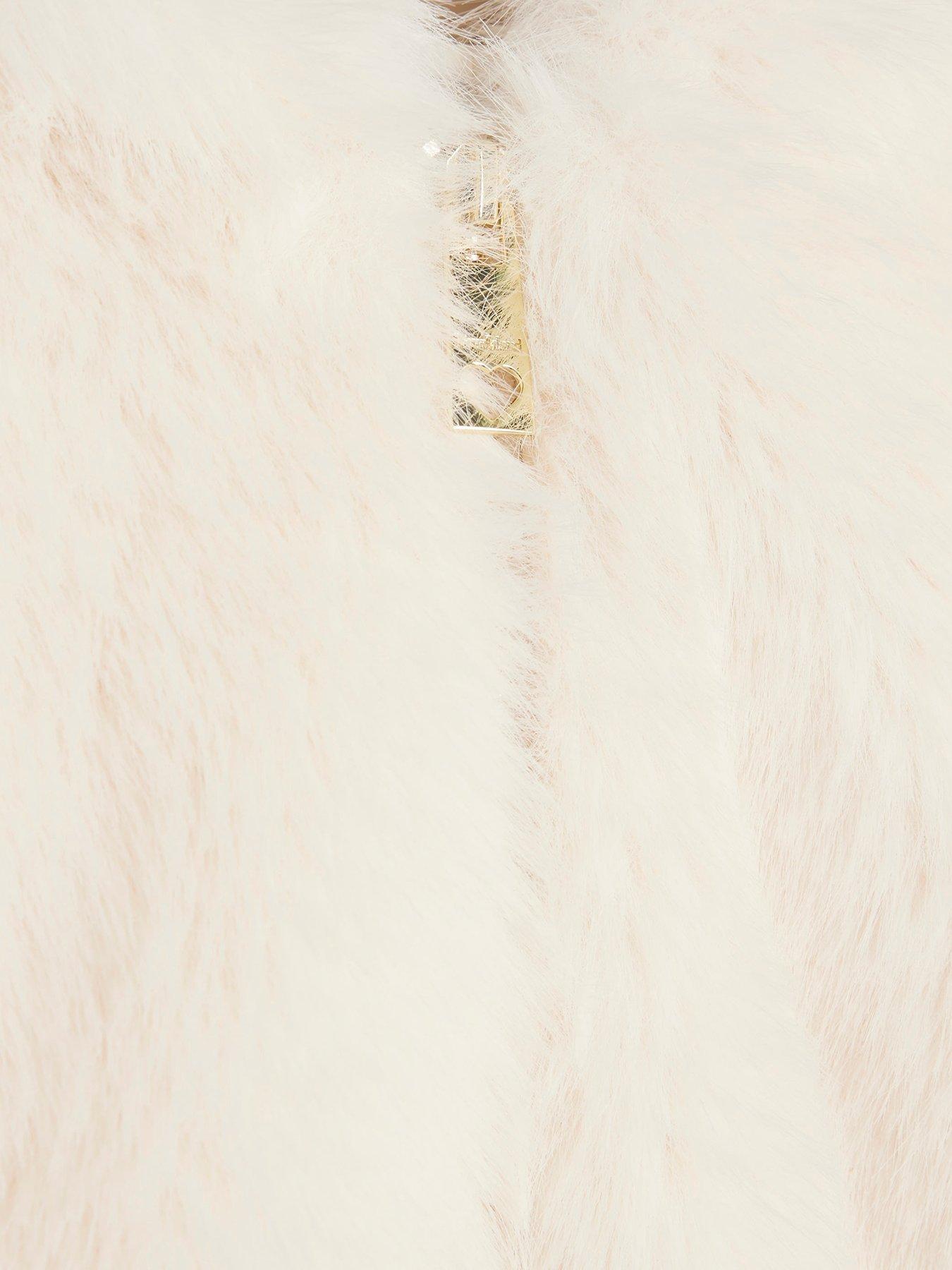  image of river-island-older-girls-hooded-faux-fur-bomber-jacket-cream