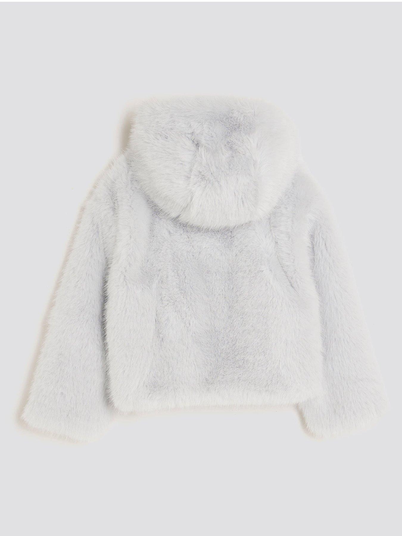 back image of river-island-older-girls-hooded-faux-fur-bomber-jacket-light-blue