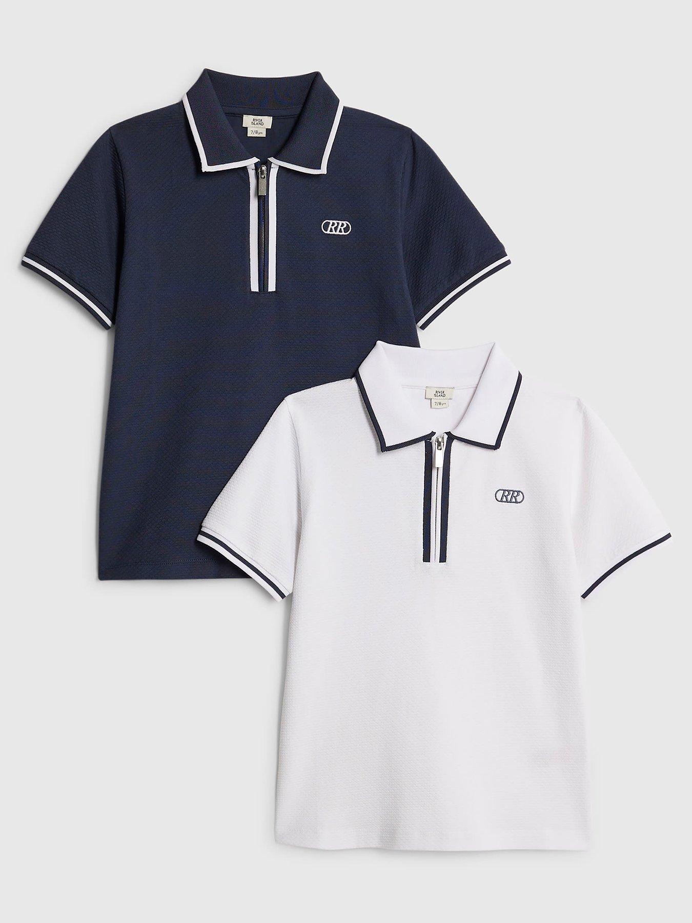  image of river-island-older-boys-2-pack-polo-shirts-blue-white