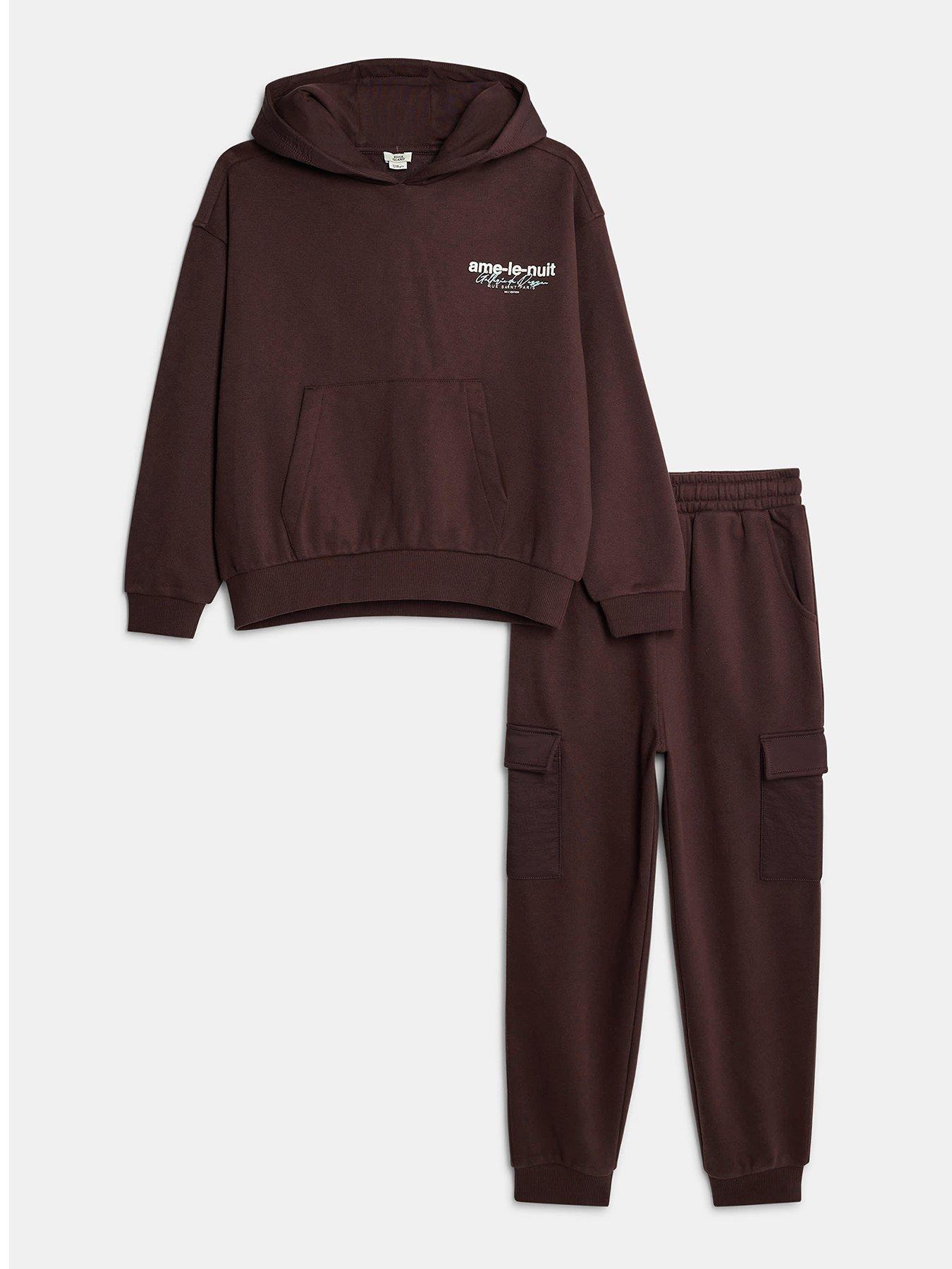 River Island Older Boys Ame Le Nuit Back Print Hoodie Set - Red