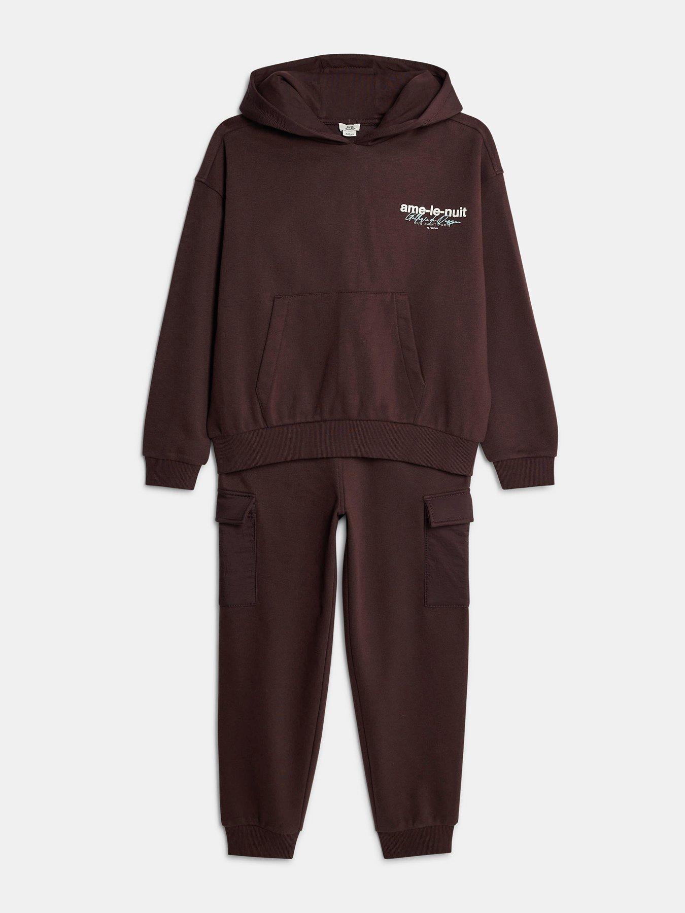  image of river-island-older-boys-ame-le-nuit-back-print-hoodie-set-red