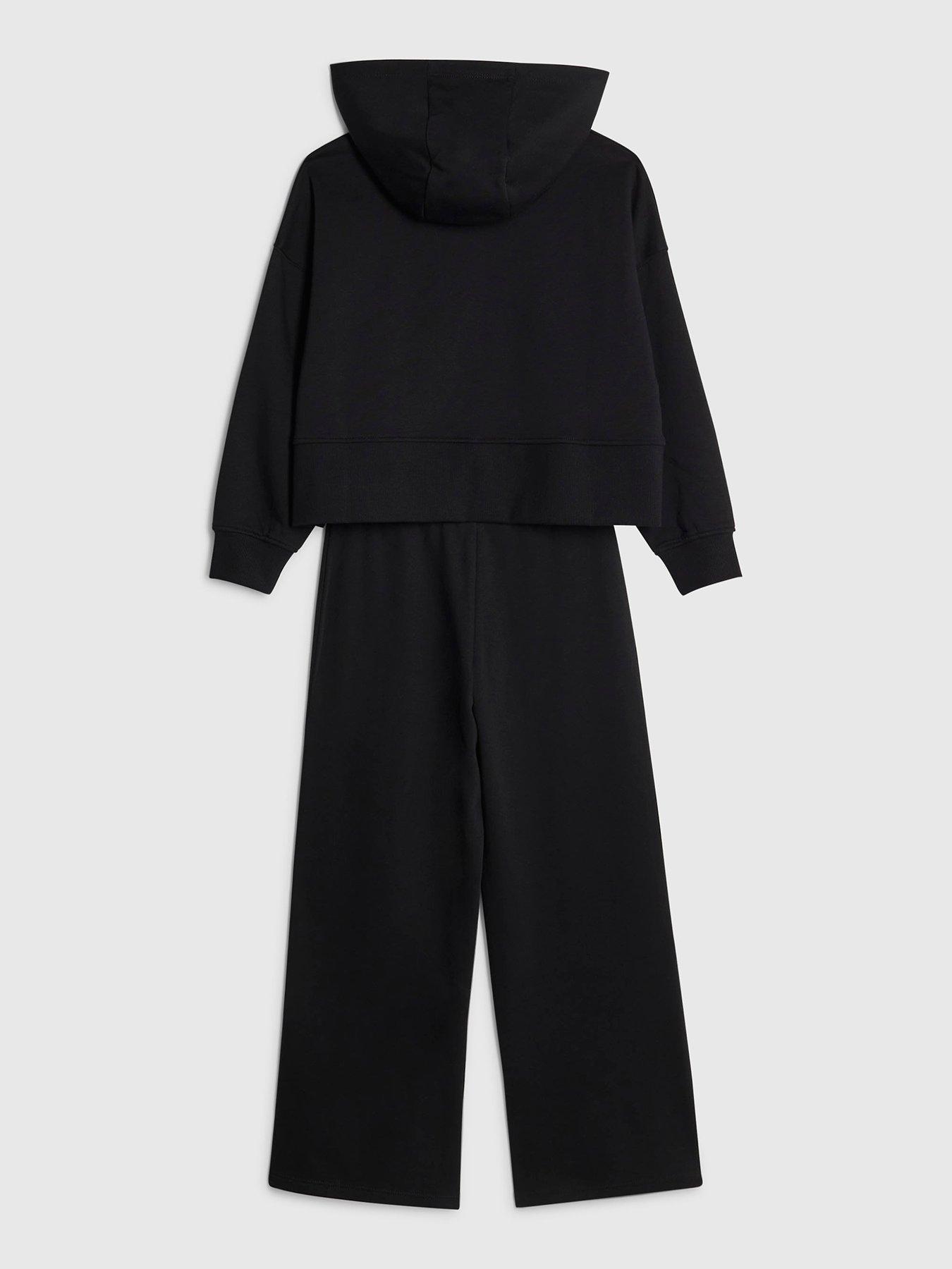 back image of river-island-older-girls-embellished-hoodie-set-black