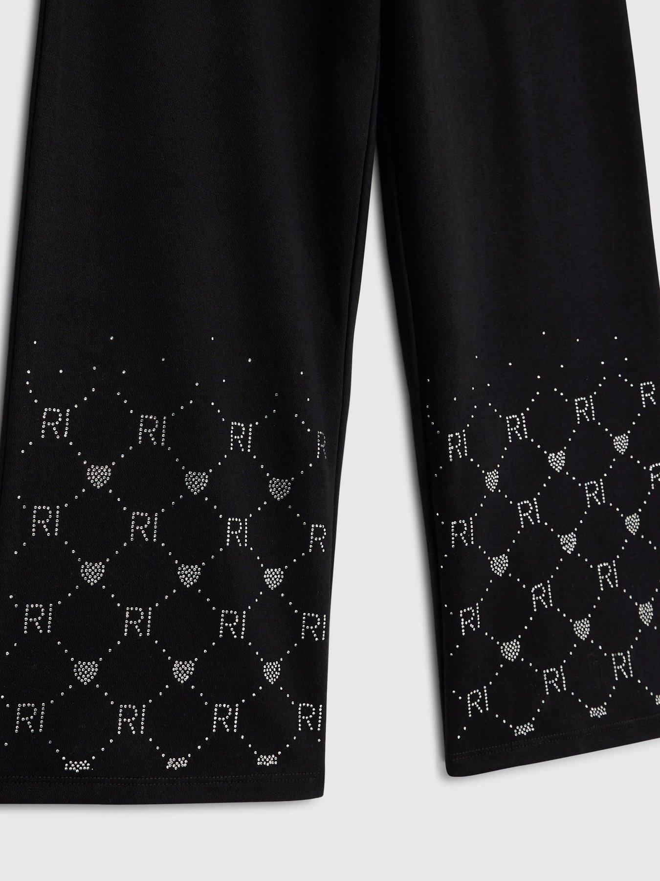  image of river-island-older-girls-embellished-hoodie-set-black