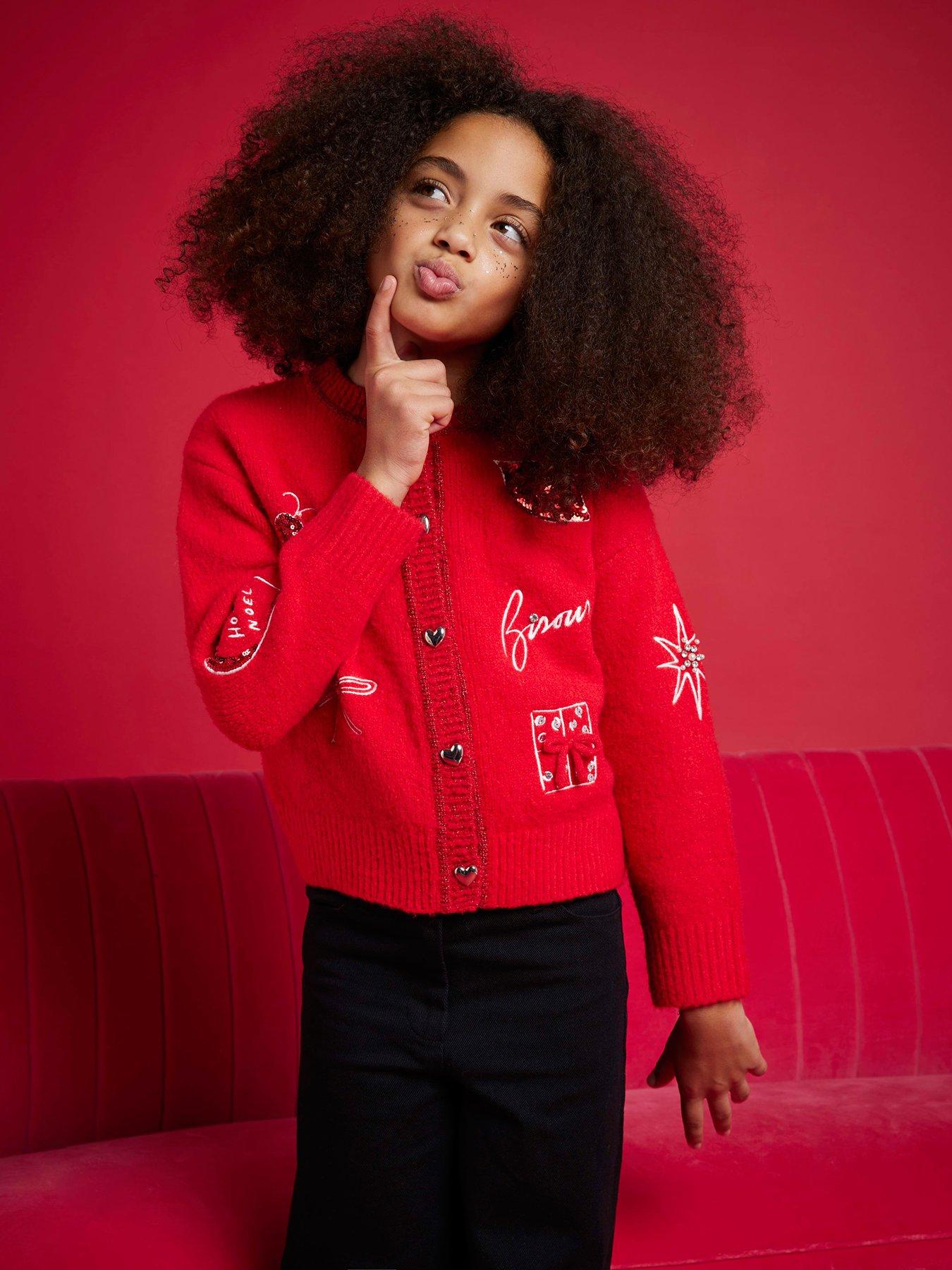 River Island Older Girls Nephthys Doodle Cardigan - Red