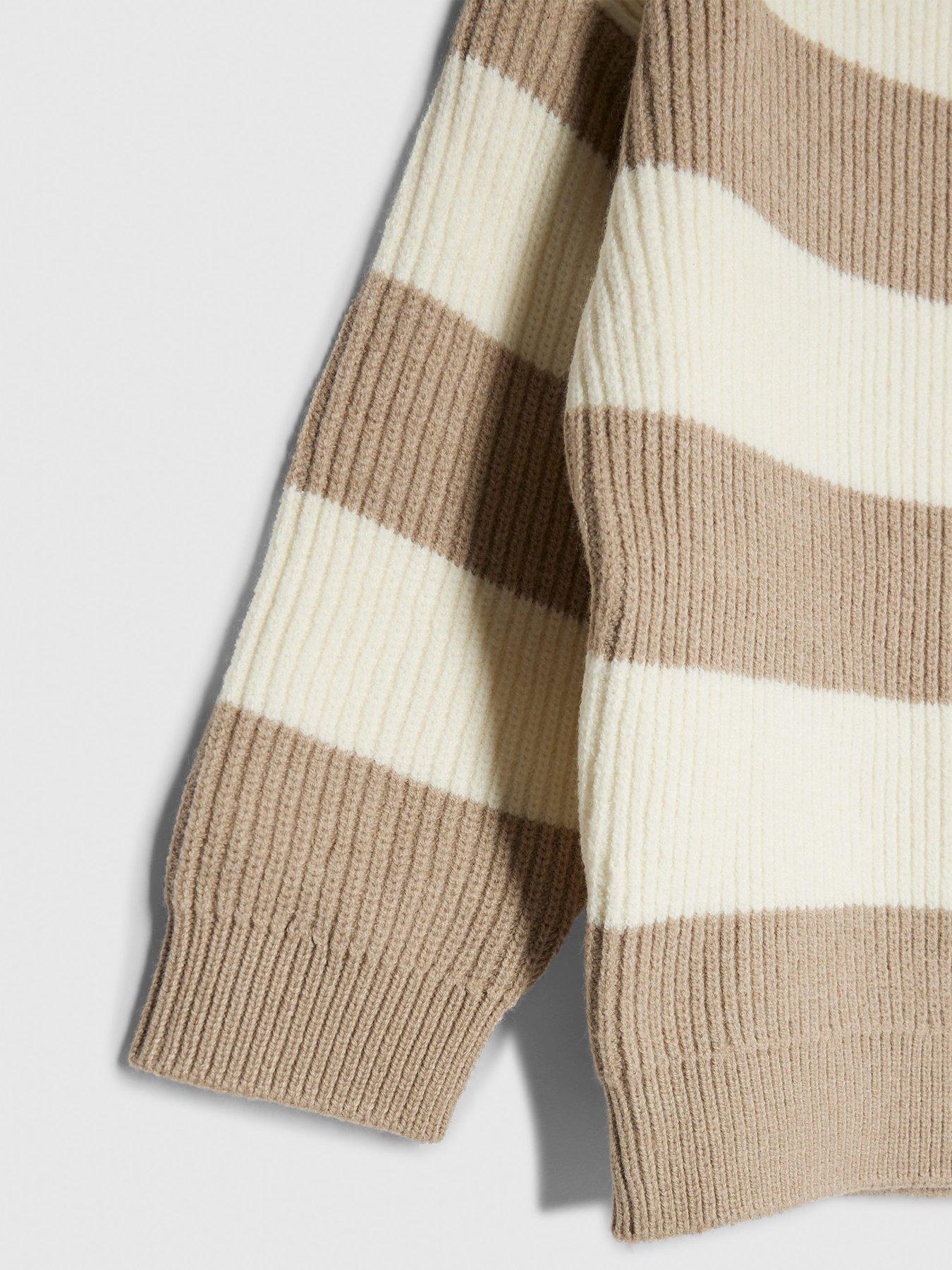Image 3 of 4 of River Island Mini Boys Ribbed Stripe Jumper - Beige