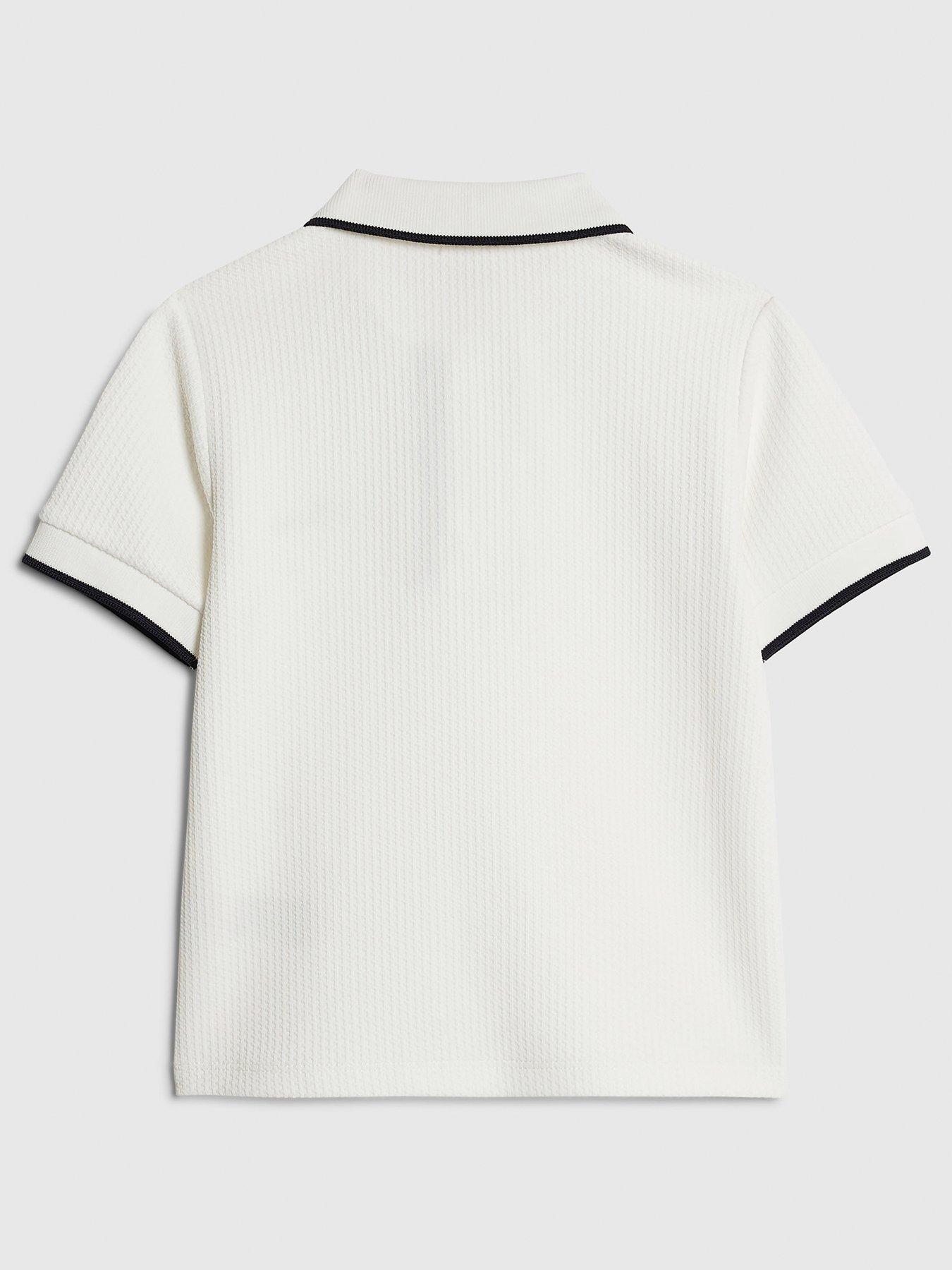 Image 2 of 4 of River Island Mini Boys Textured Polo Shirt - White