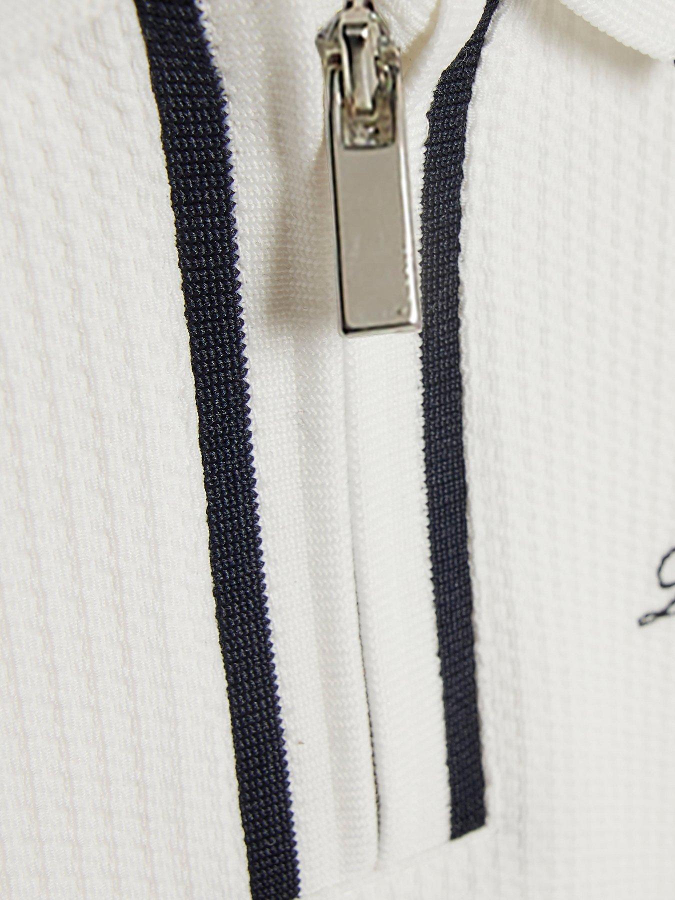 Image 3 of 4 of River Island Mini Boys Textured Polo Shirt - White