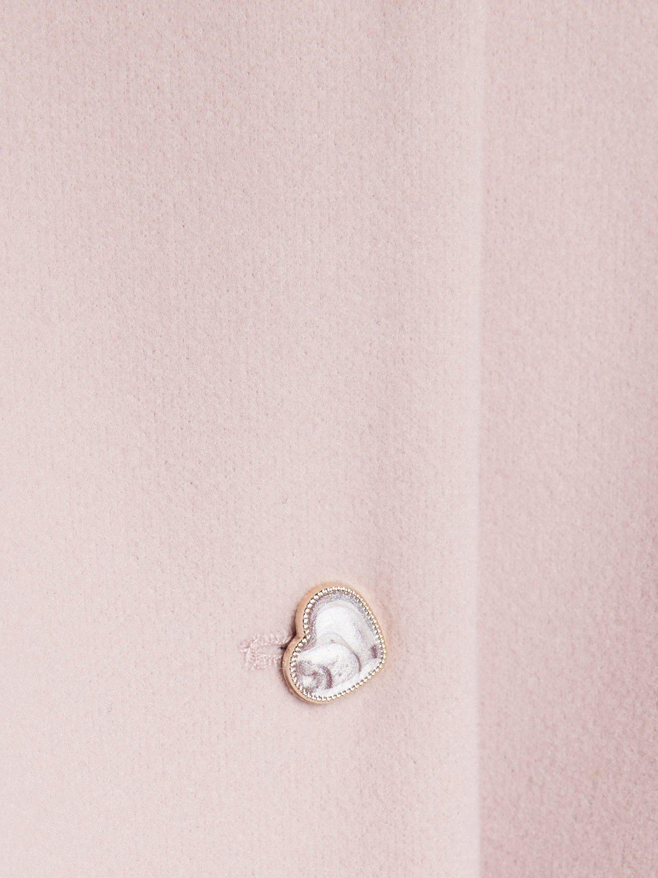 Image 3 of 4 of River Island Mini Girls Faux Fur Heart Button Cape - Pink