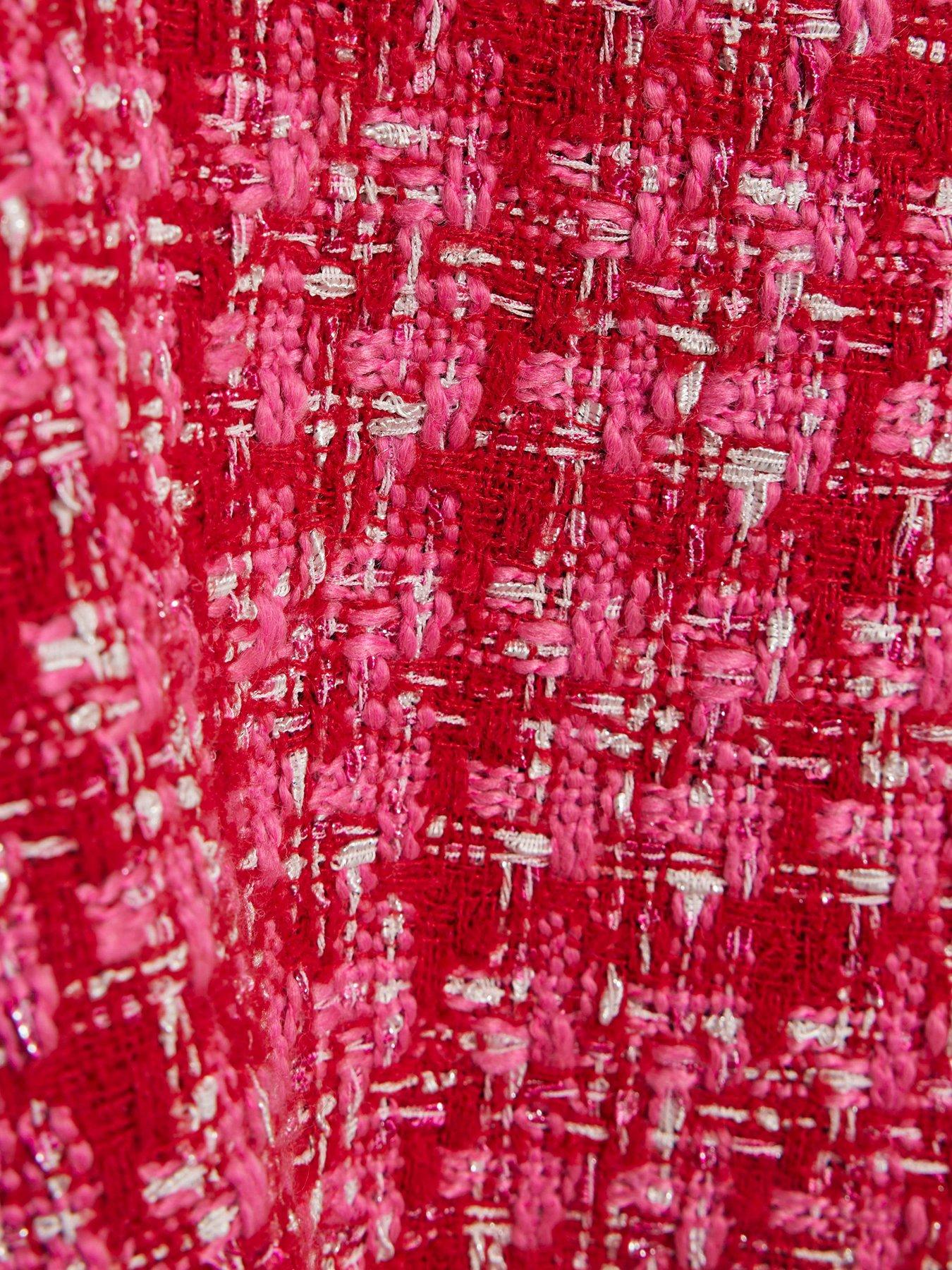 Image 4 of 4 of River Island Mini Girls Velvet Boucle Bow Dress - Red