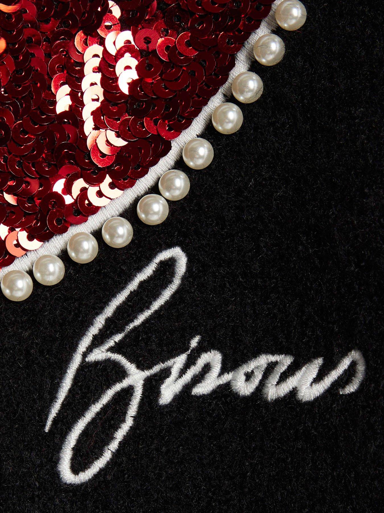 Image 6 of 6 of River Island Older Girls Nephthys Sequin Lips Christmas Jumper - Black