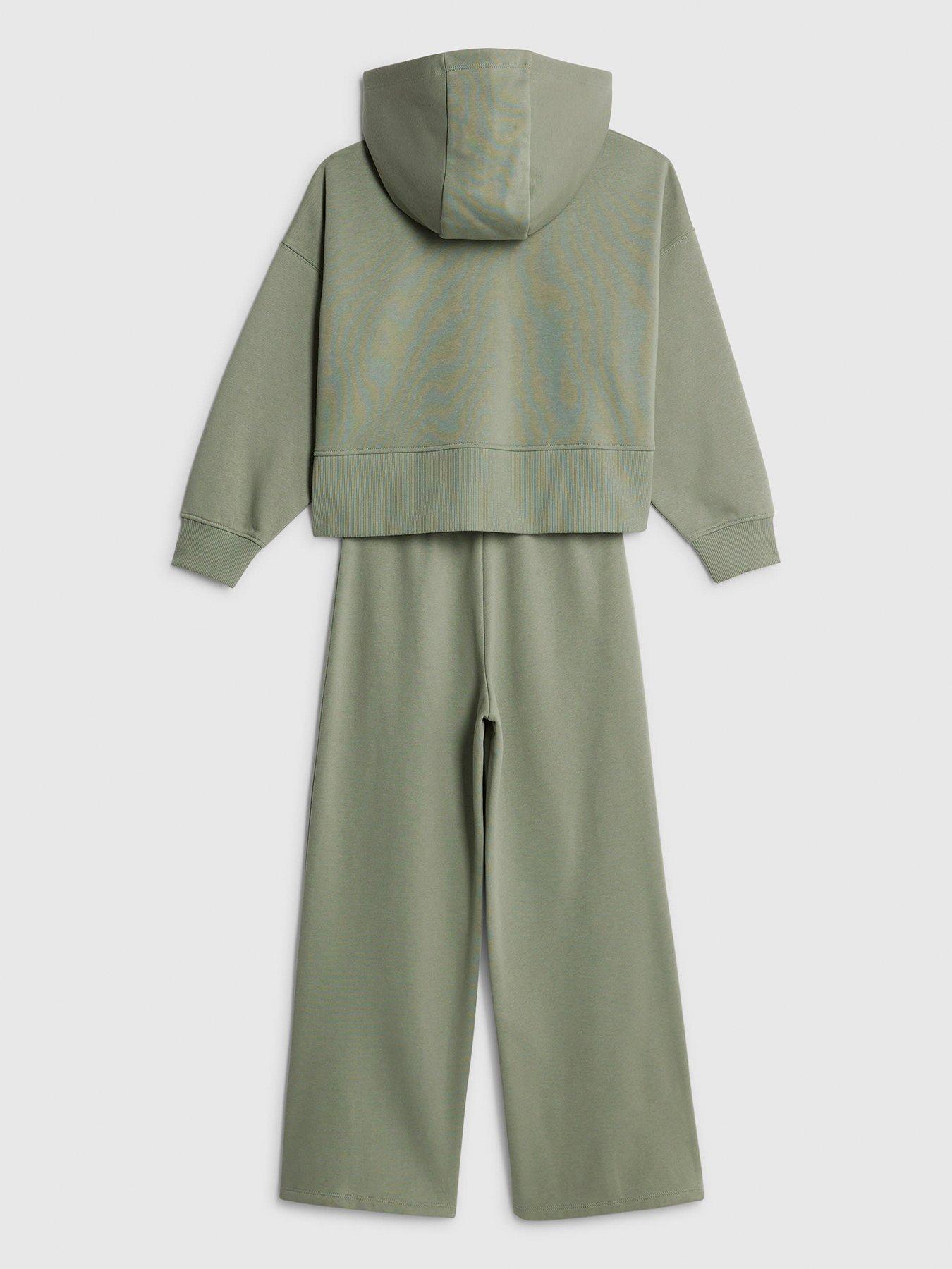 back image of river-island-older-girls-embellished-hoodie-set-green