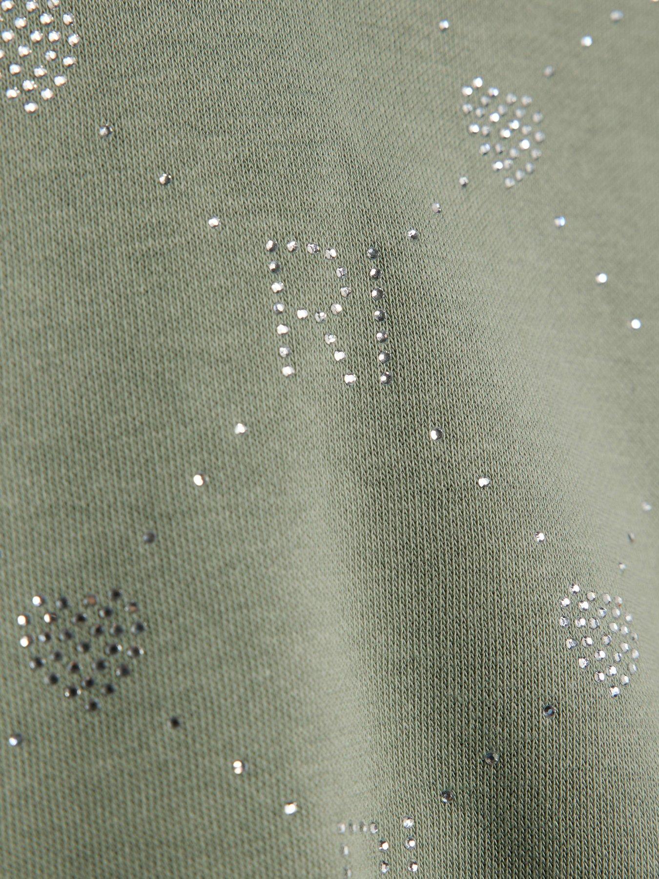  image of river-island-older-girls-embellished-hoodie-set-green