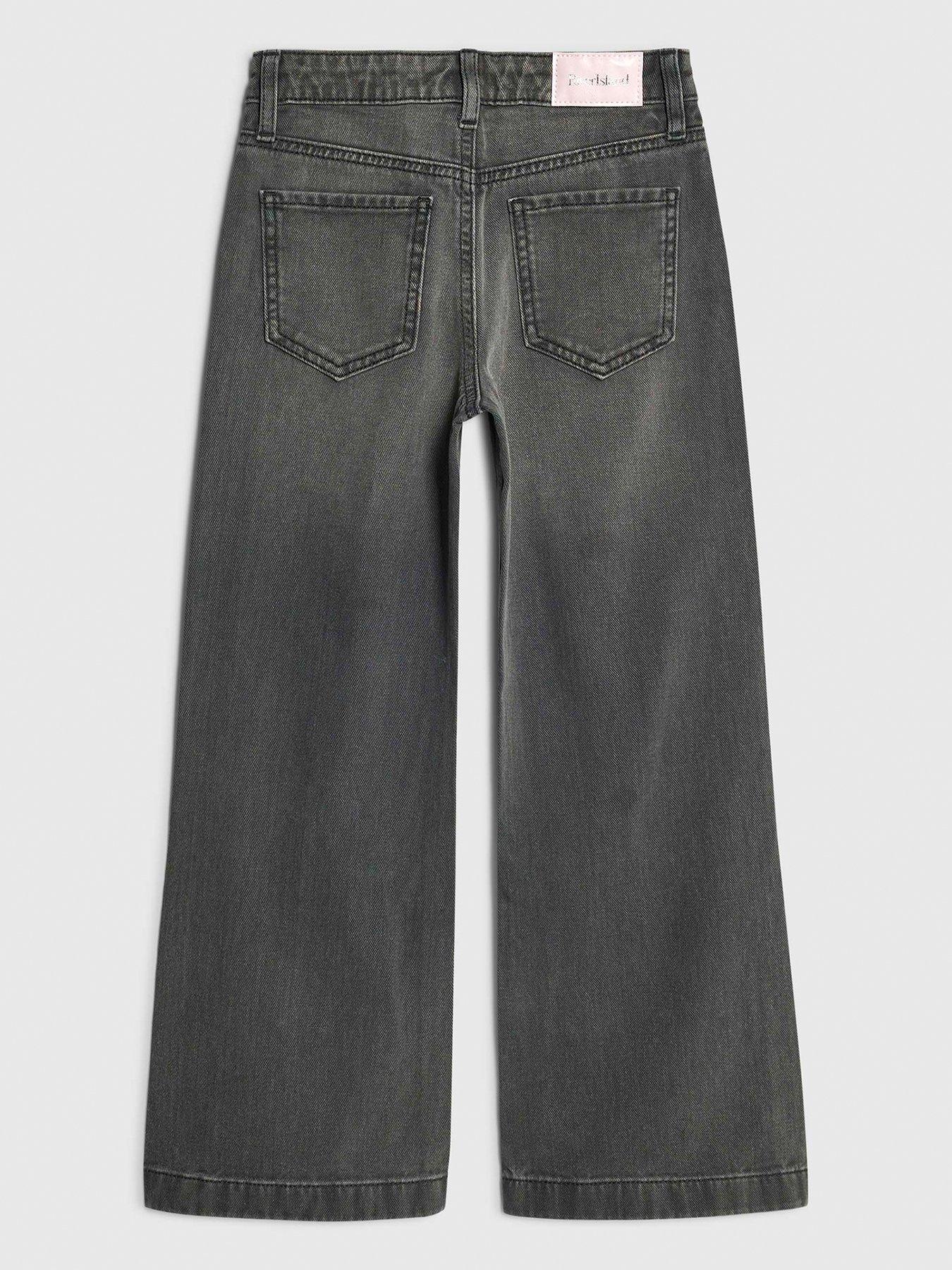 Image 3 of 4 of River Island Older Girls Rose Wide Leg Jeans - Black