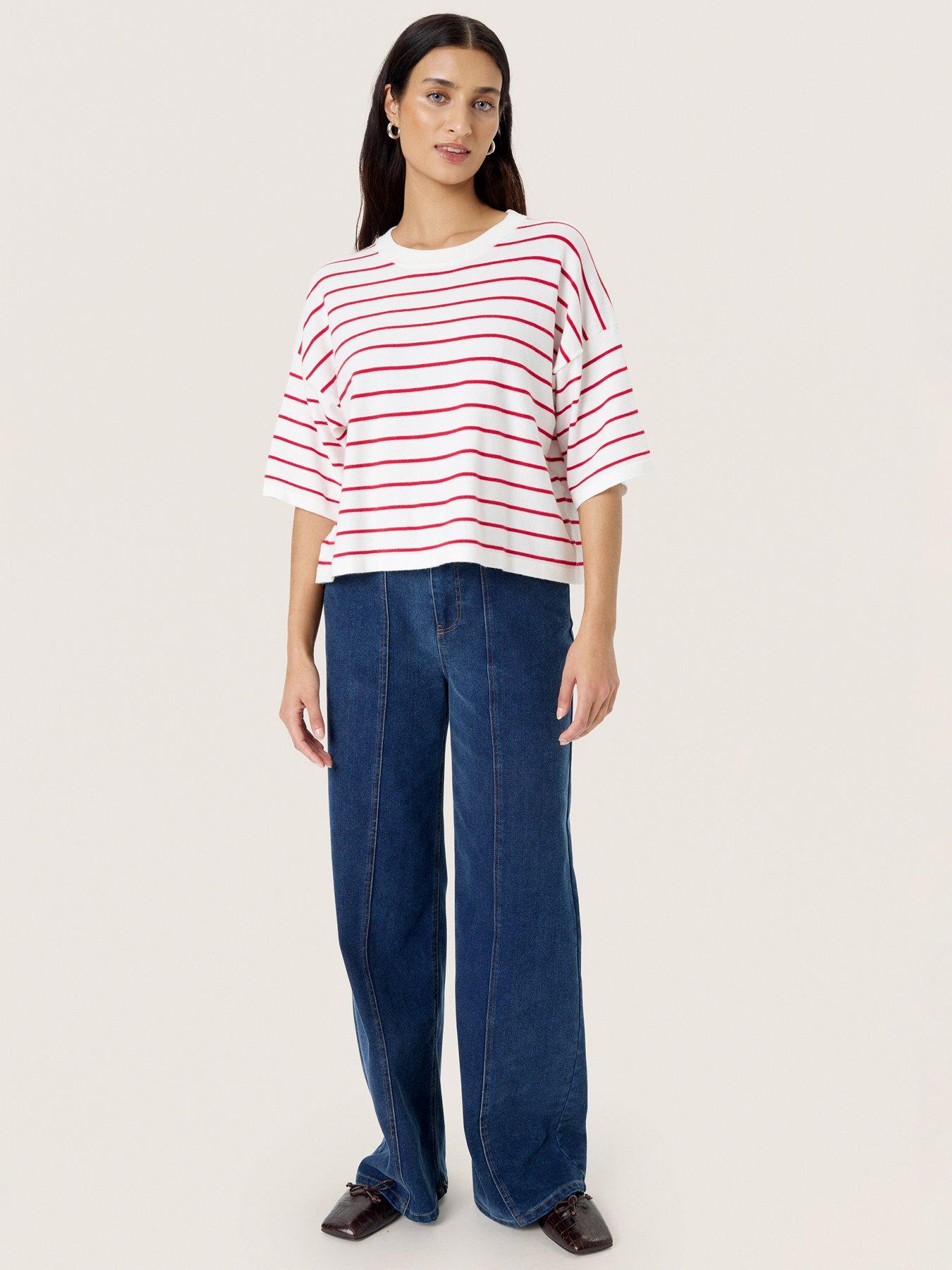 Soaked In Luxury Slspina Striped T-Shirt - White