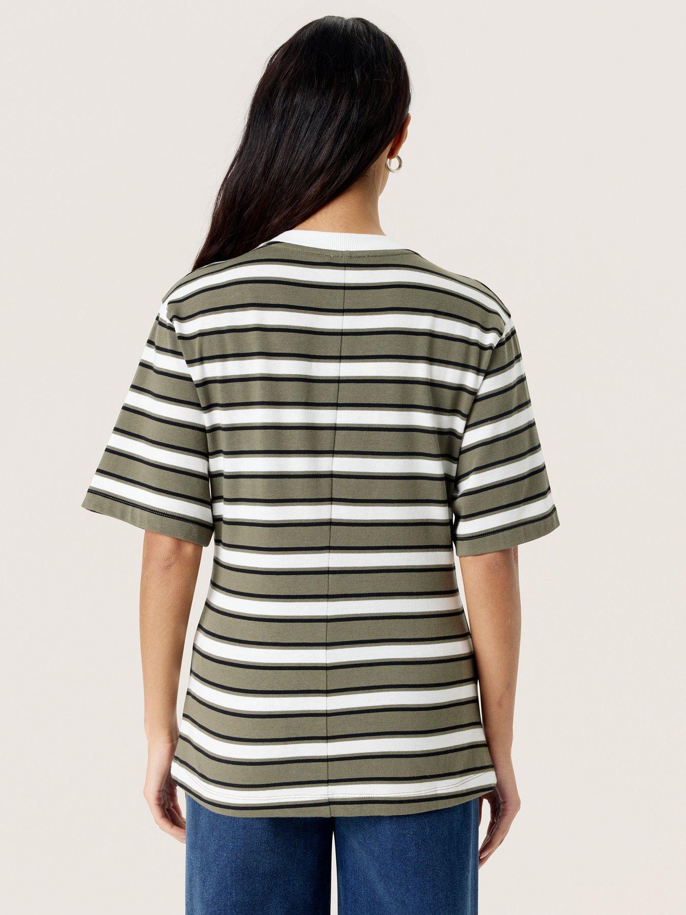stillFront image of soaked-in-luxury-slneo-coreen-striped-t-shirt-green