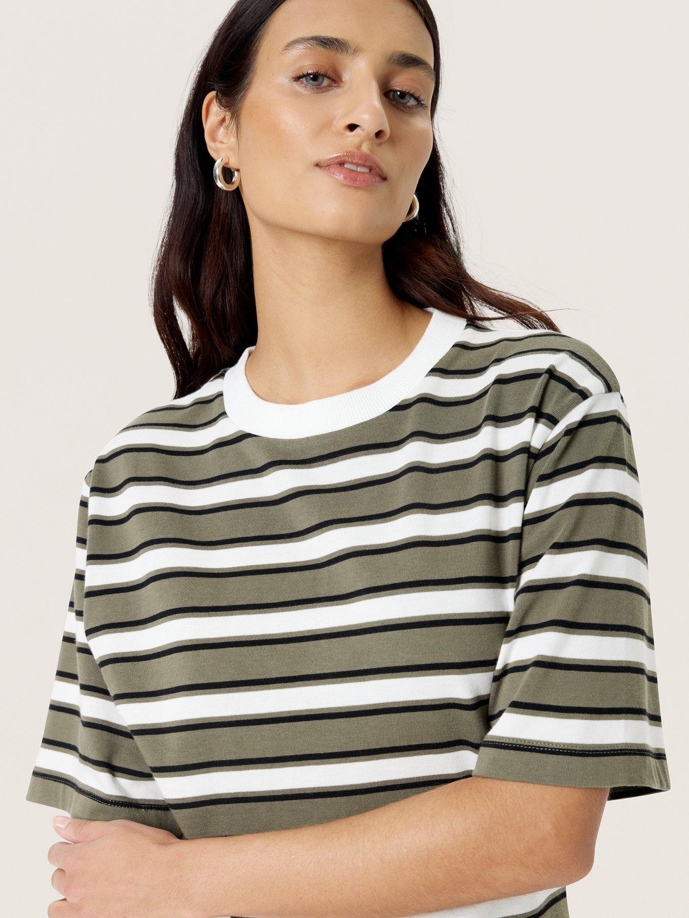  image of soaked-in-luxury-slneo-coreen-striped-t-shirt-green