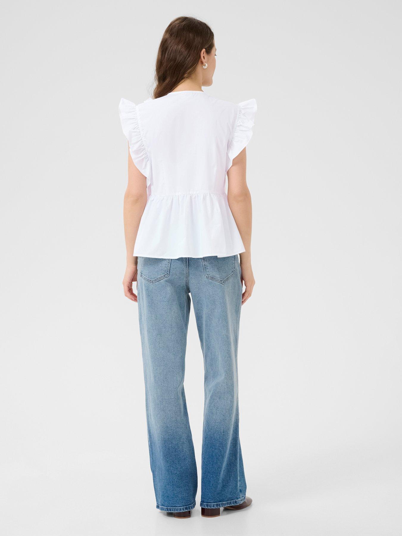 image of kaffe-kagerid-flounce-top-white